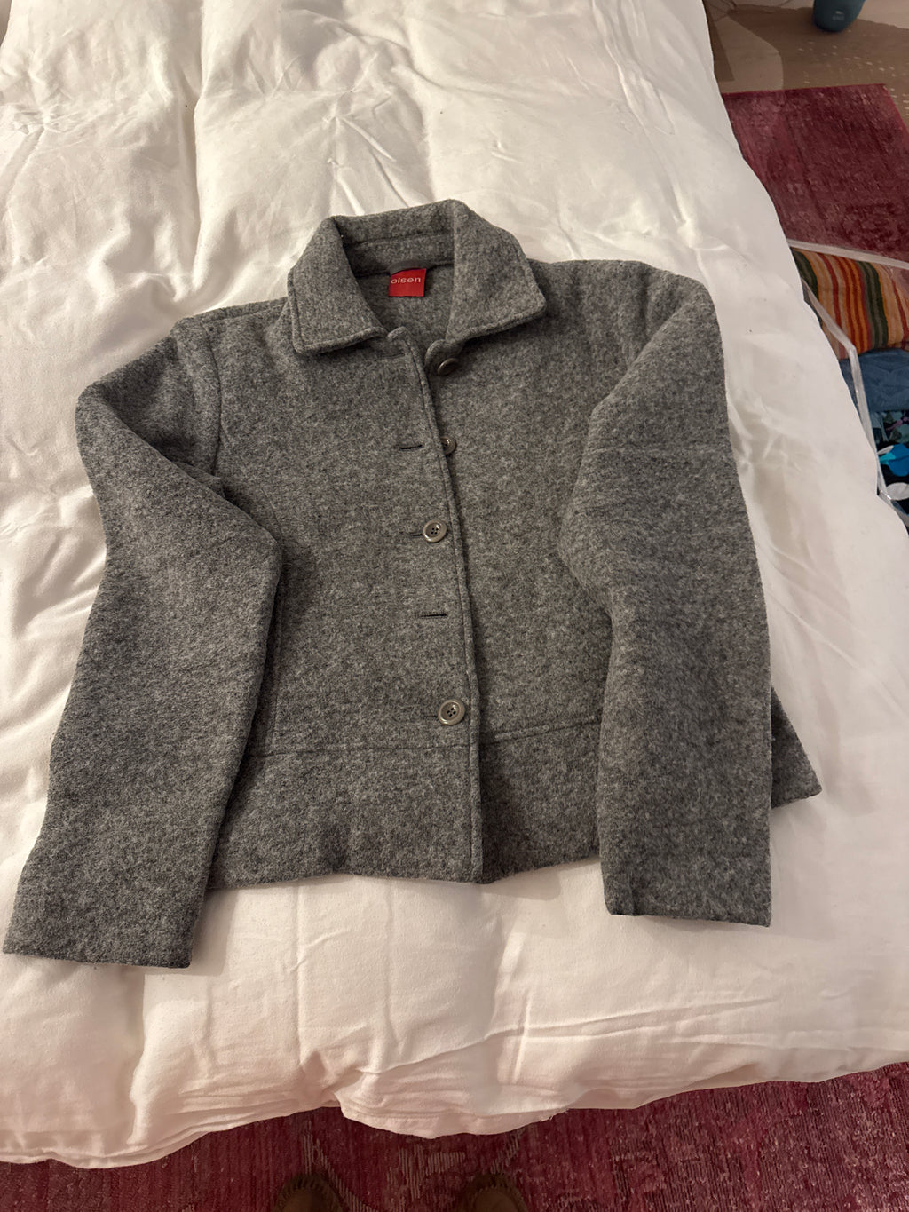 Olsen Women's Wool Short Jacket – Anthracite Grey, Size 38, Very Good
