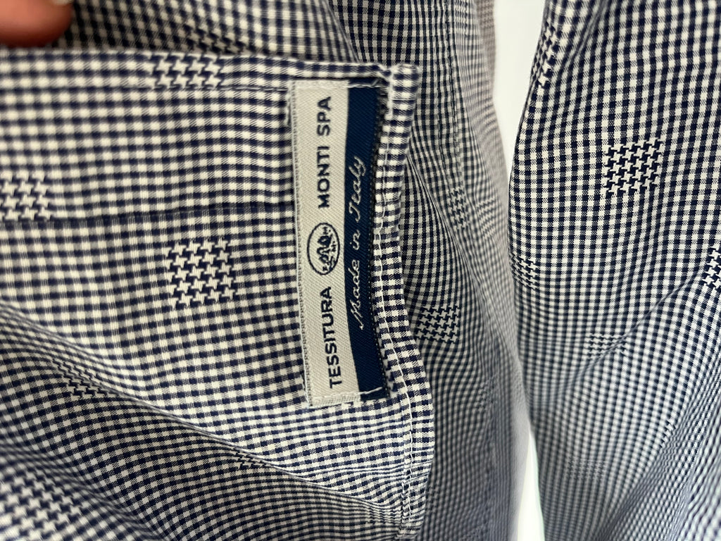 Sarar Men’s Shirt 37 Tessitura Monti Blue/White Check Very Good Condition
