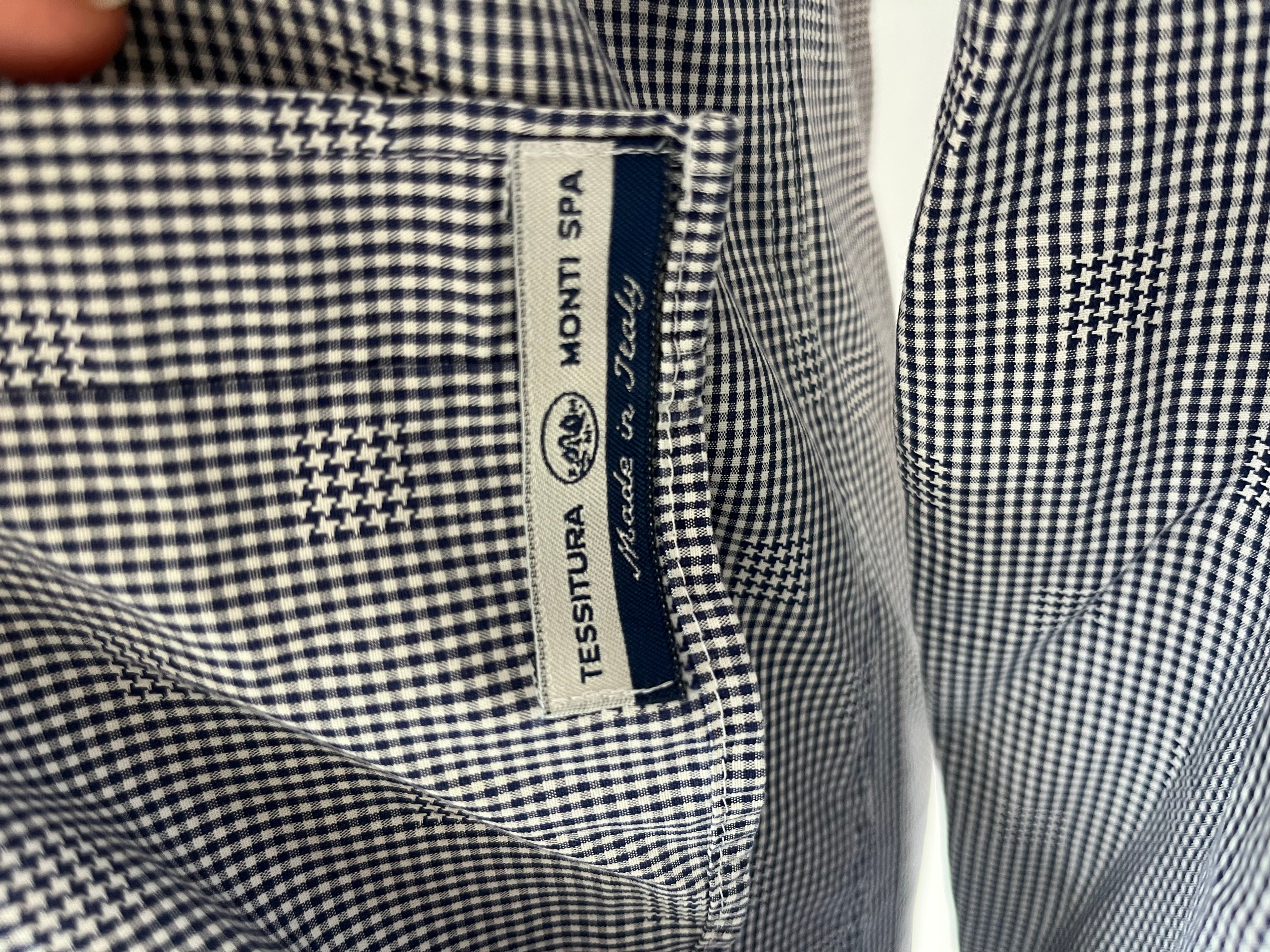 Sarar Men’s Shirt 37 Tessitura Monti Blue/White Check Very Good Condition
