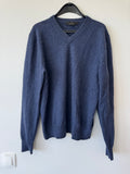 Daniel Bishop Herren Pullover M Navy 100% Kaschmir V-Ausschnitt 2-lagig