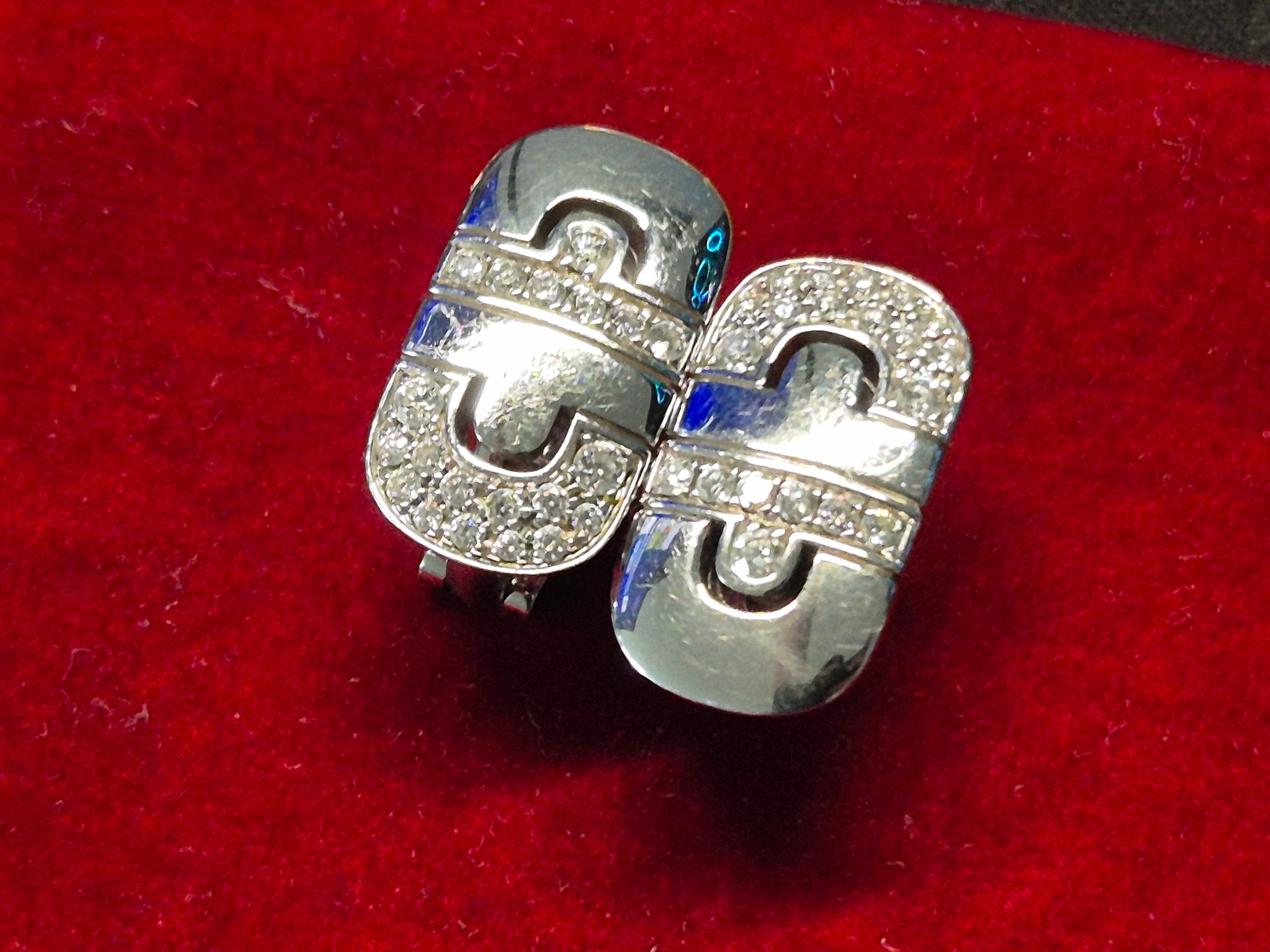 Bvlgari Parentesi 18K Weißgold Diamant Clip-Ohrringe Medium, guter Zustand