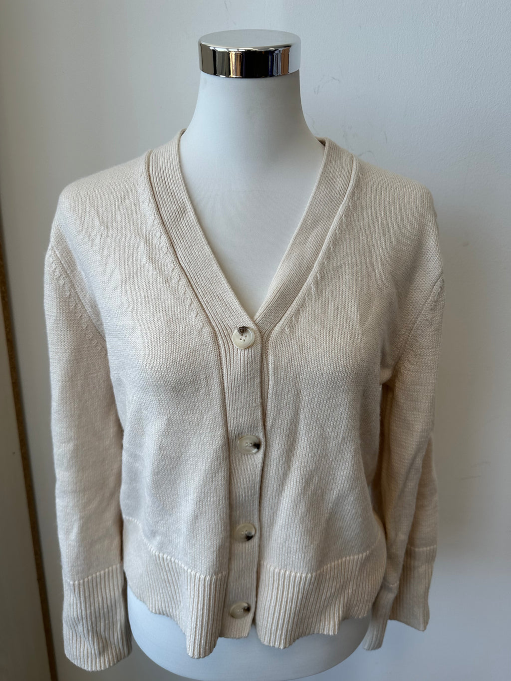 Neo Noir V-Neck Cardigan, Chalk White, Size 40, Very Good Condition