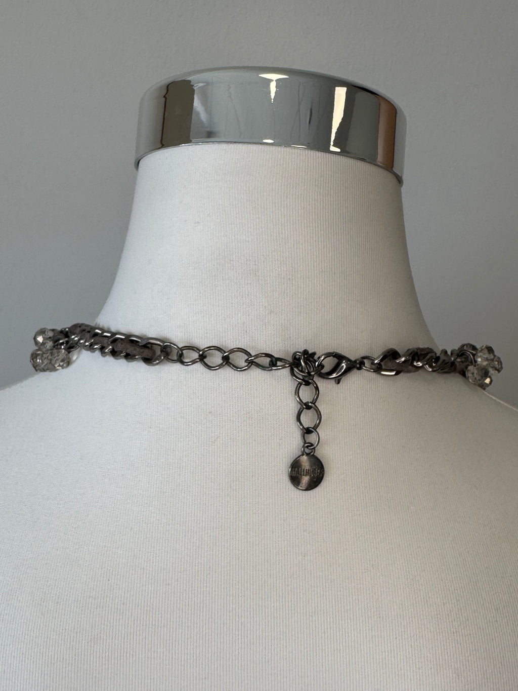 Hallhuber Statementkette mit Glasperlen, silber/klar, wie neu, Medium
