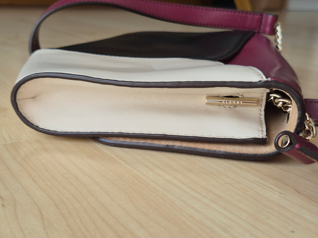 Sandro Paris „Lou“ Leder Crossbody Colour-Block Bordeaux/Creme/Schwarz, Gut, 24x21x5