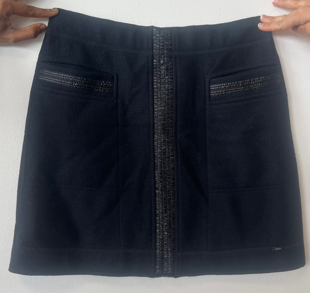 Marc Cain Woll Minirock, Blau/Schwarz, Sehr Gut, Größe N3/EU38