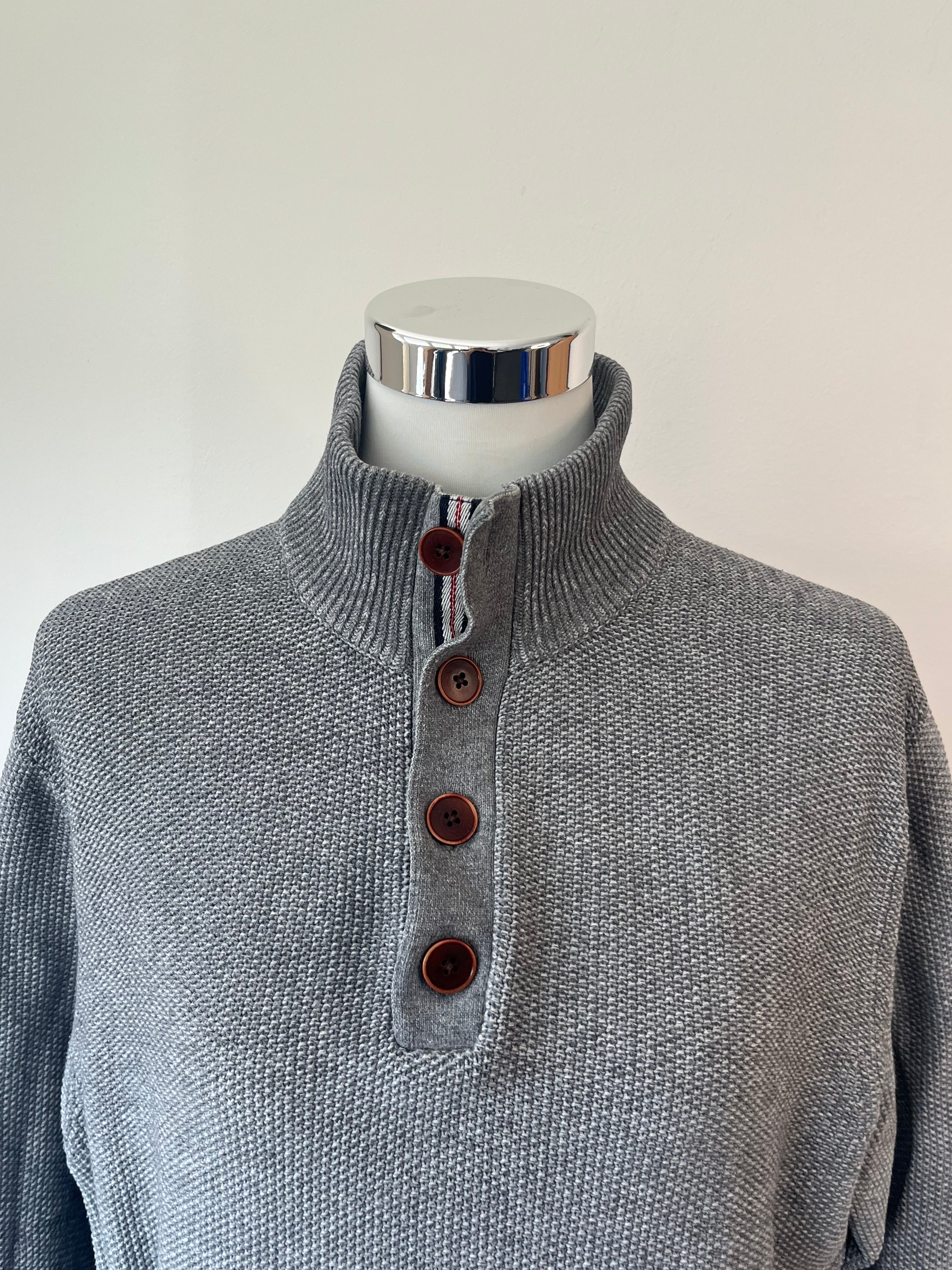 Tommy Hilfiger Half-Zip Pullover – Grau, Gr. M, Baumwolle/Kaschmir, Wie Neu
