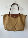 Longchamp Le Pliage Nylon Tote – Khaki, Medium, lange Henkel, guter Zustand