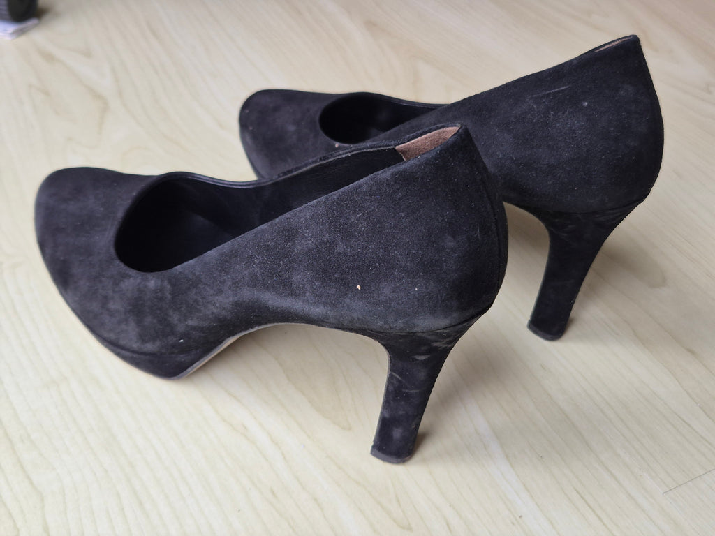Paul Green Block Heel Pumps, Suede, Black, EU 39, Good Condition