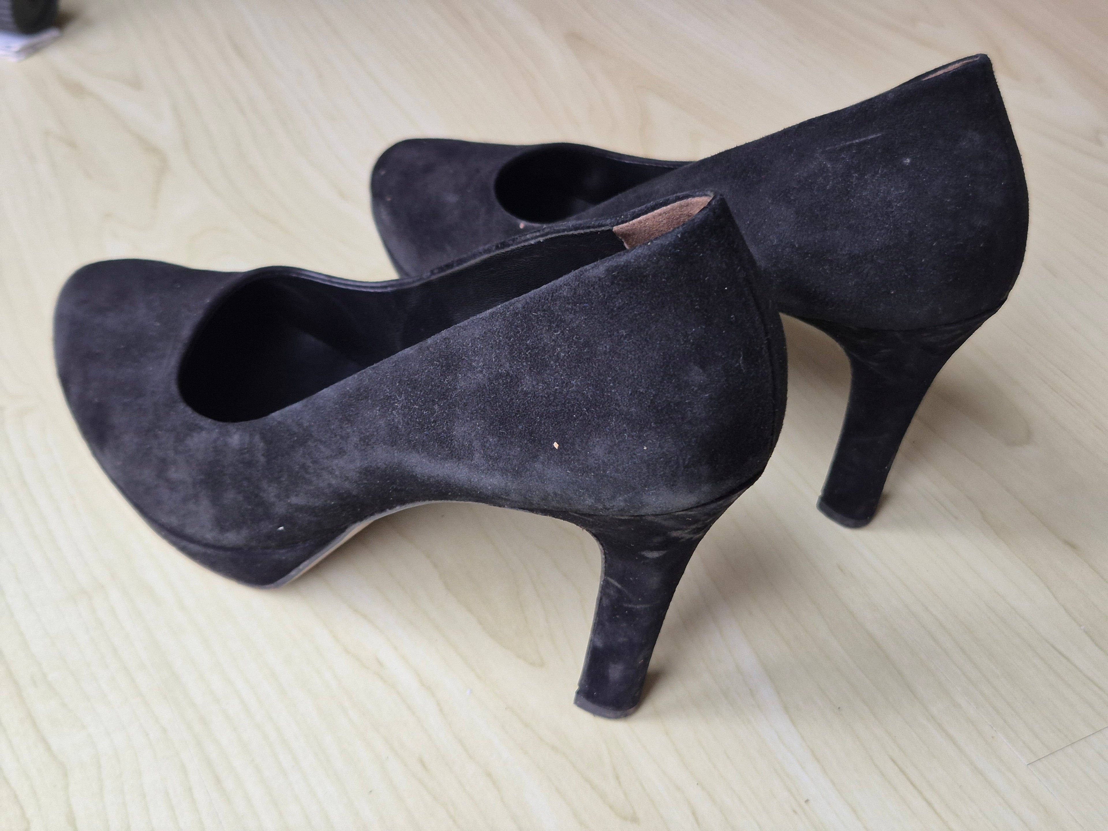 Paul Green Block Heel Pumps, Suede, Black, EU 39, Good Condition