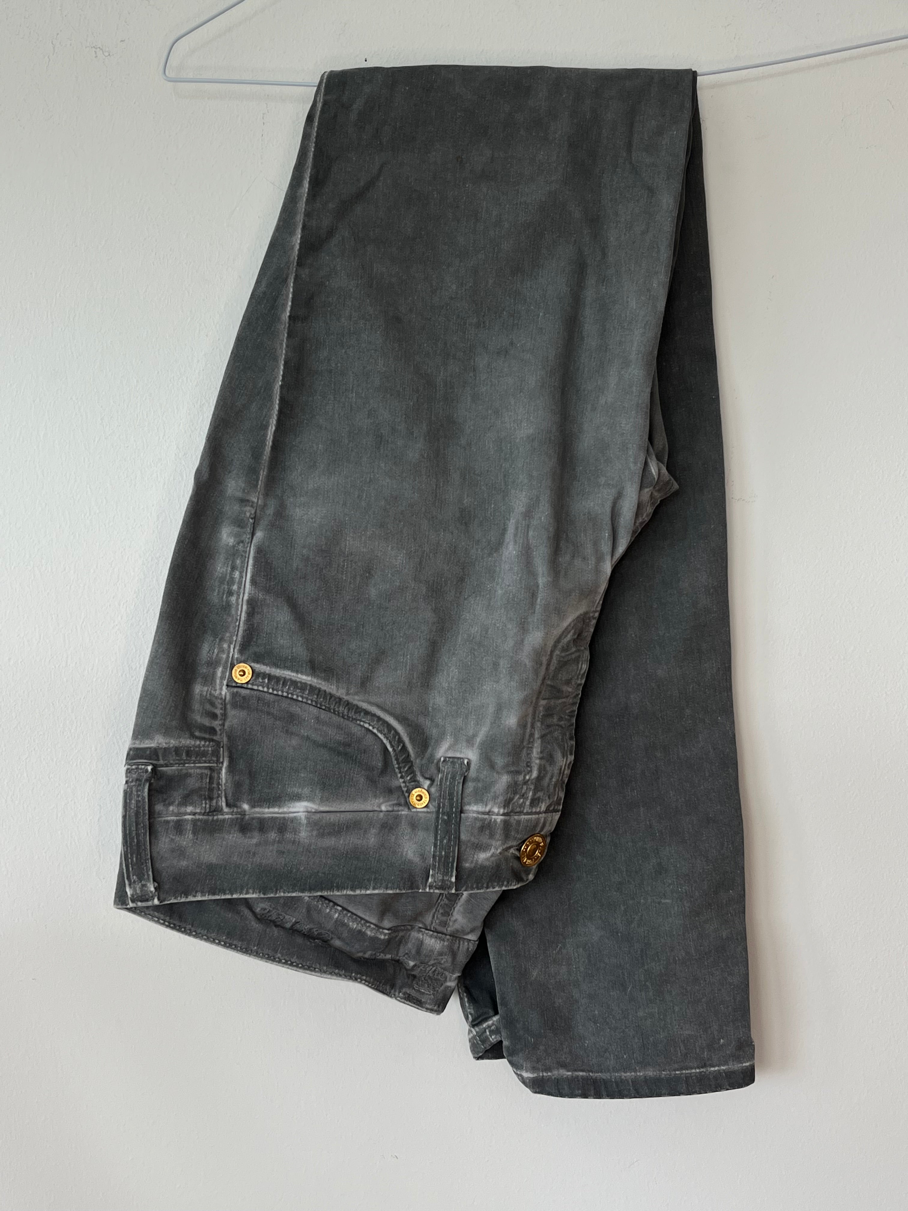7 For All Mankind Damen Cordhose Grau Skinny mit Reißverschluss Gr. 25, Gut