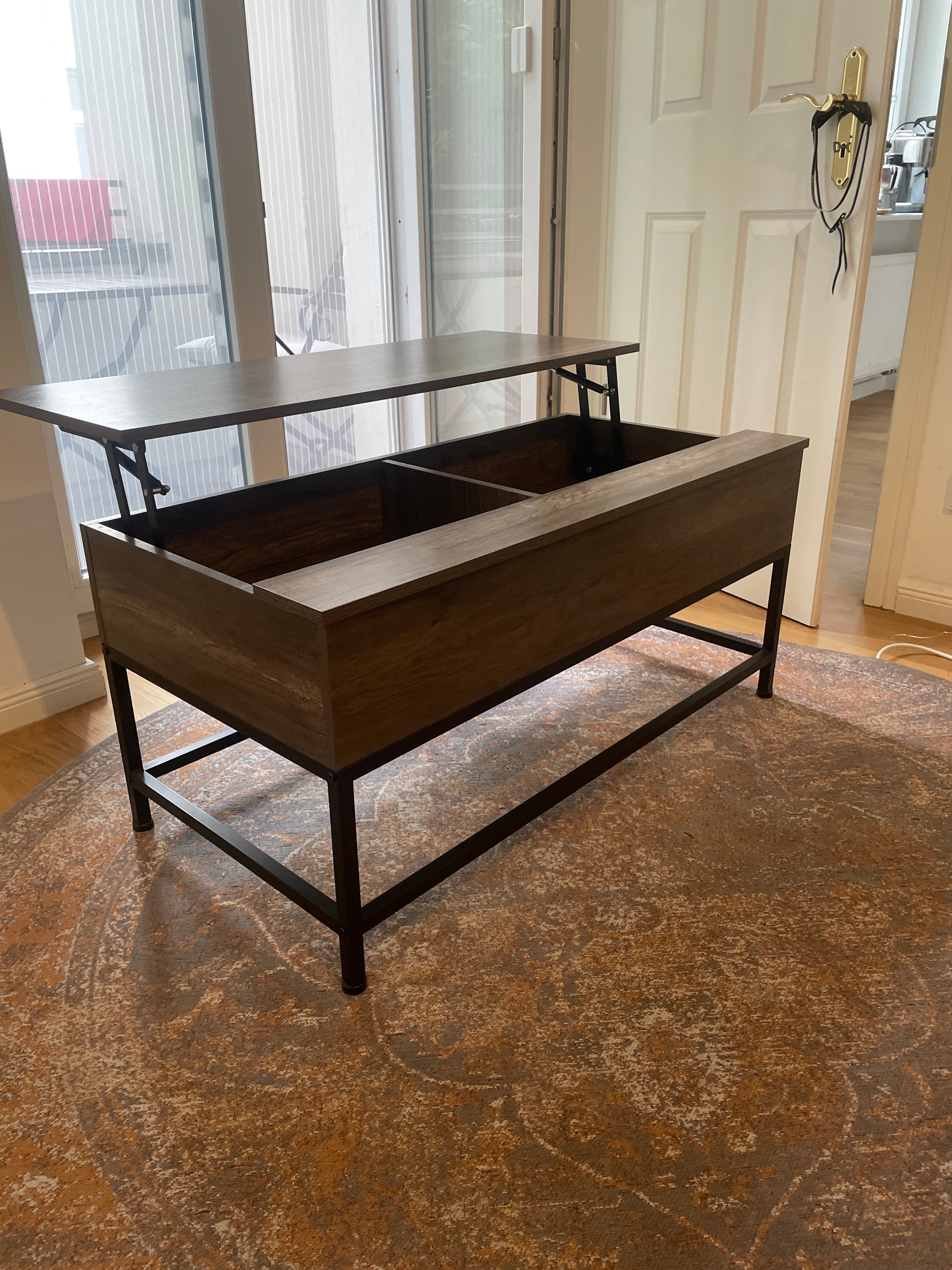 Tilton Couchtisch mit Lift-Top, Walnuss, 102x51 cm, Metallgestell, sehr gut