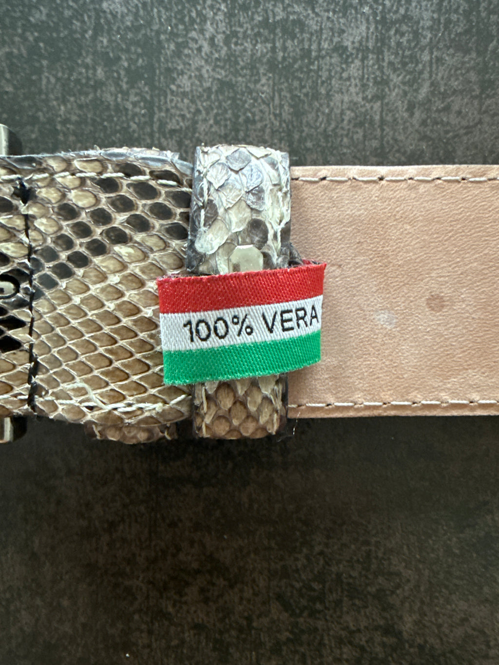 Echter Pythonleder-Gürtel, handgefertigt in Italien, 4 cm, sehr guter Zustand