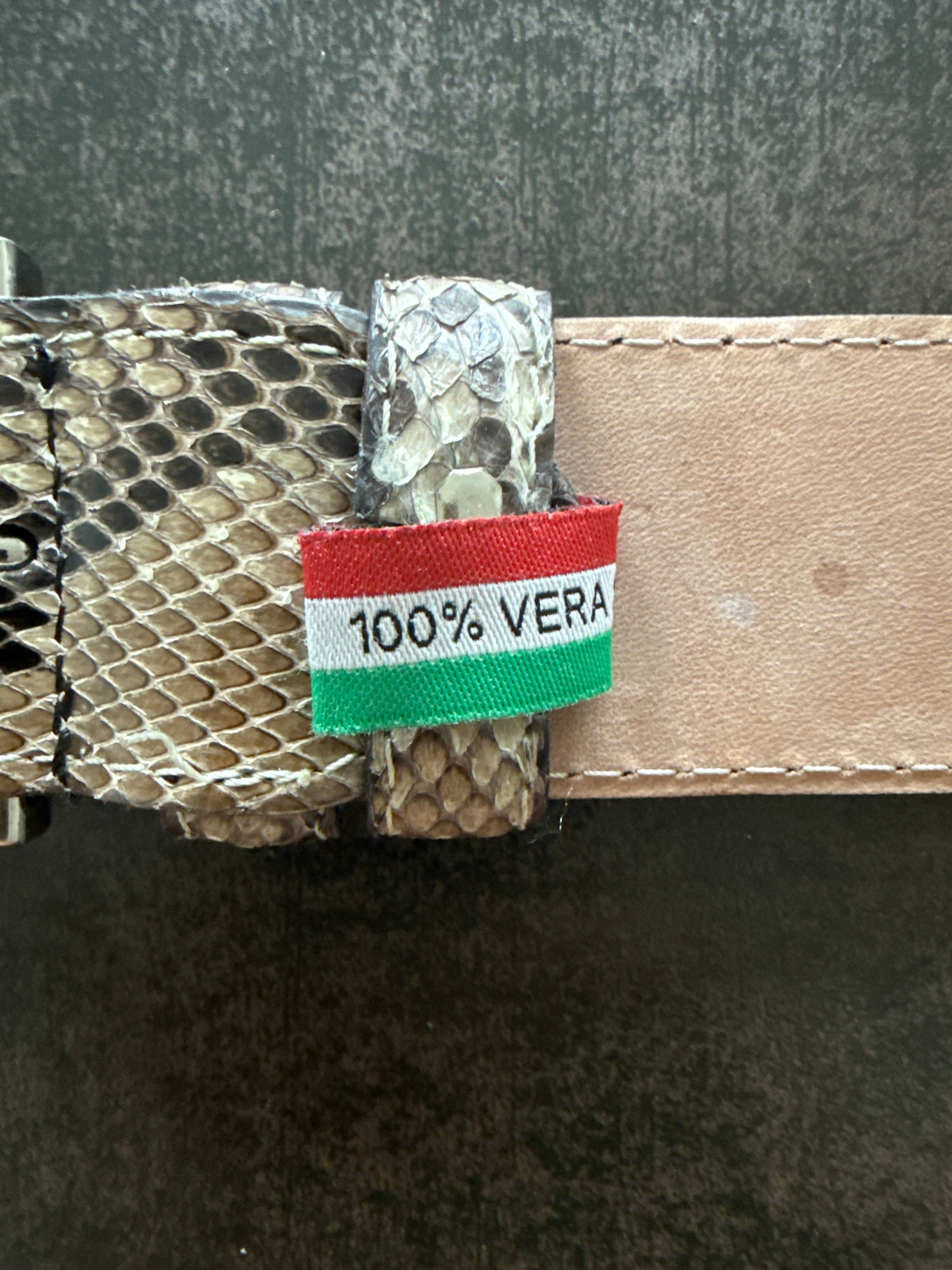 Echter Pythonleder-Gürtel, handgefertigt in Italien, 4 cm, sehr guter Zustand