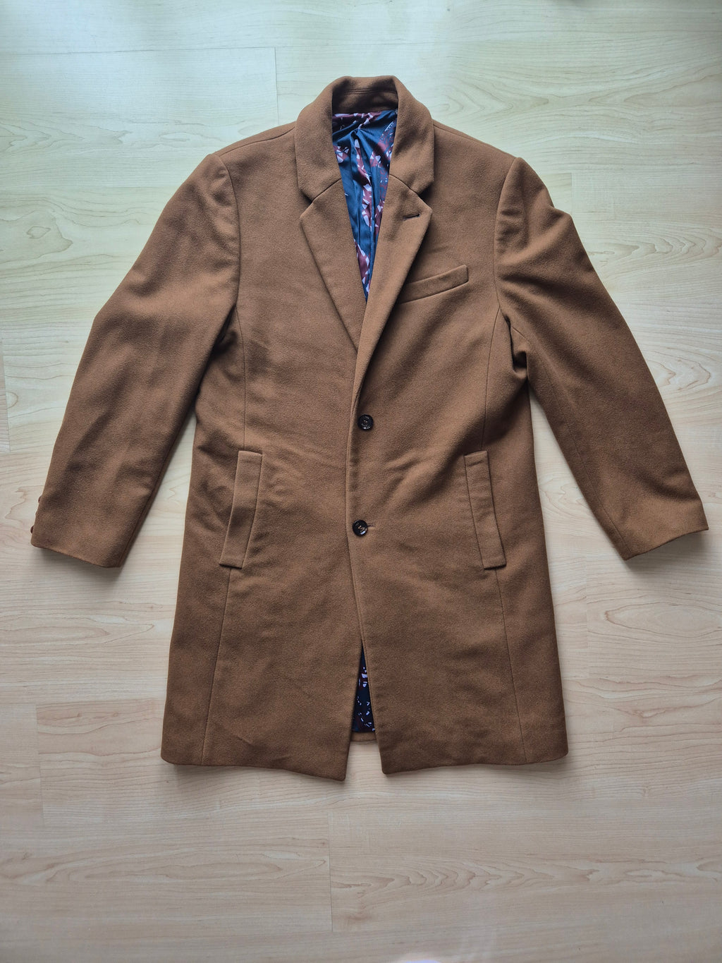 Ted Baker Herren Wollmantel EU 44, Hellbraun, Wie Neu