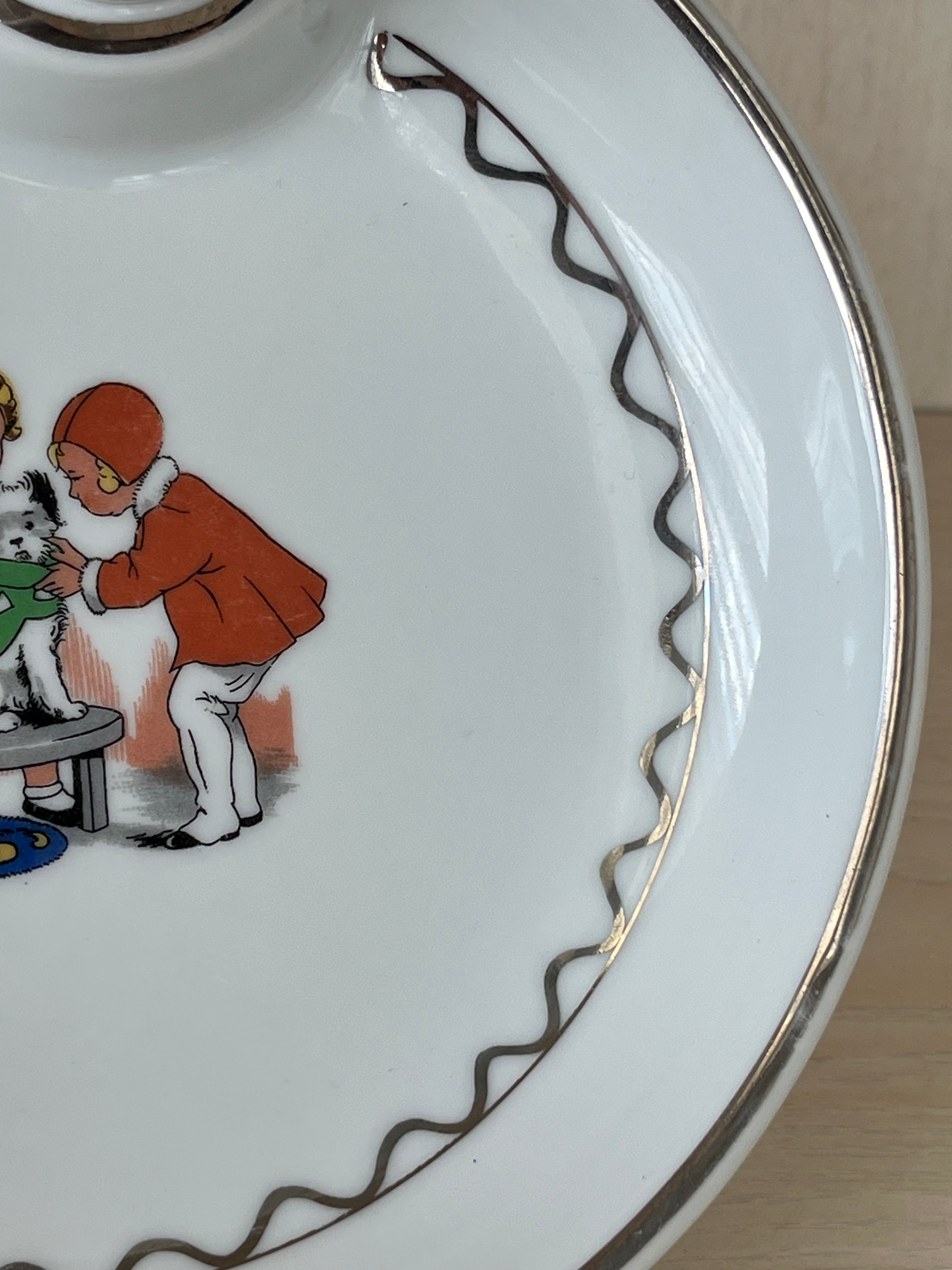 Limoges Baby Wärmeschale Vintage | Porzellan, Kindermotiv | Sehr gut | 17,5cm