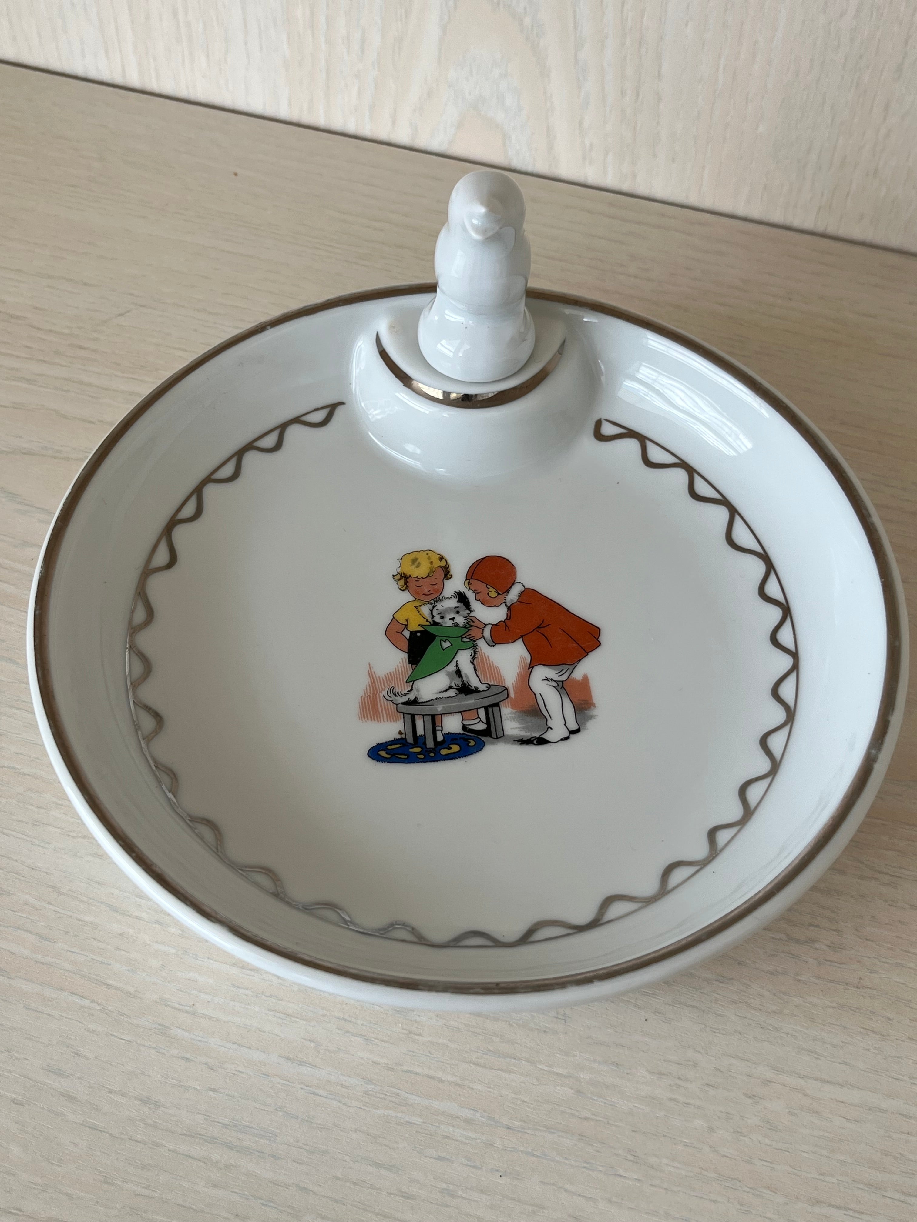 Limoges Baby Wärmeschale Vintage | Porzellan, Kindermotiv | Sehr gut | 17,5cm
