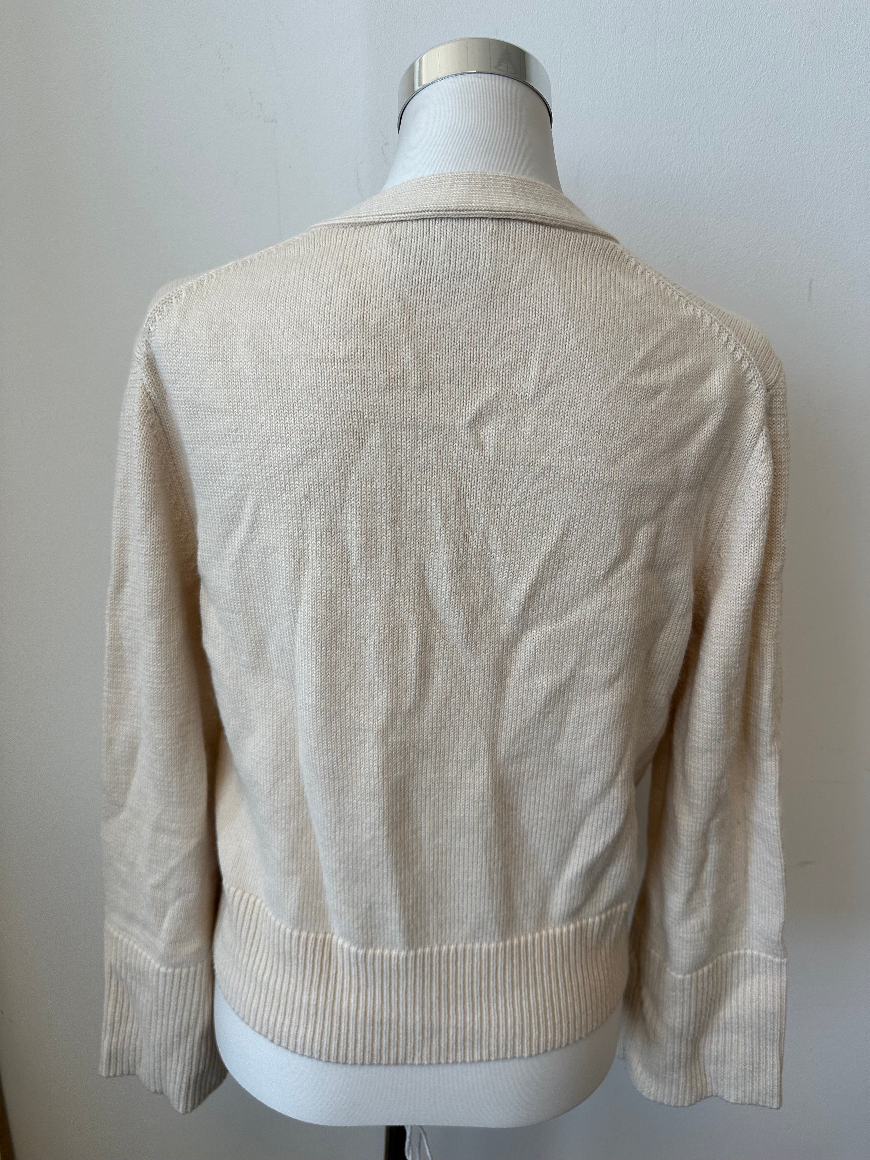 Neo Noir V-Neck Cardigan, Chalk White, Size 40, Very Good Condition