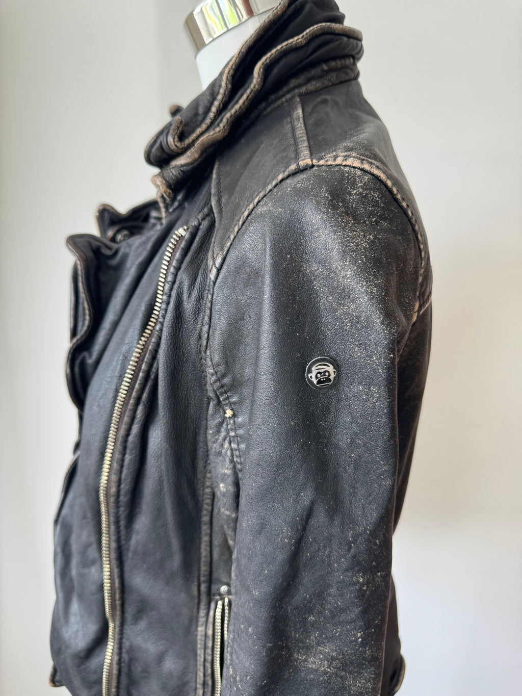 Blue Monkey Damen Biker Lederjacke M Schwarz Echtleder Gebraucht