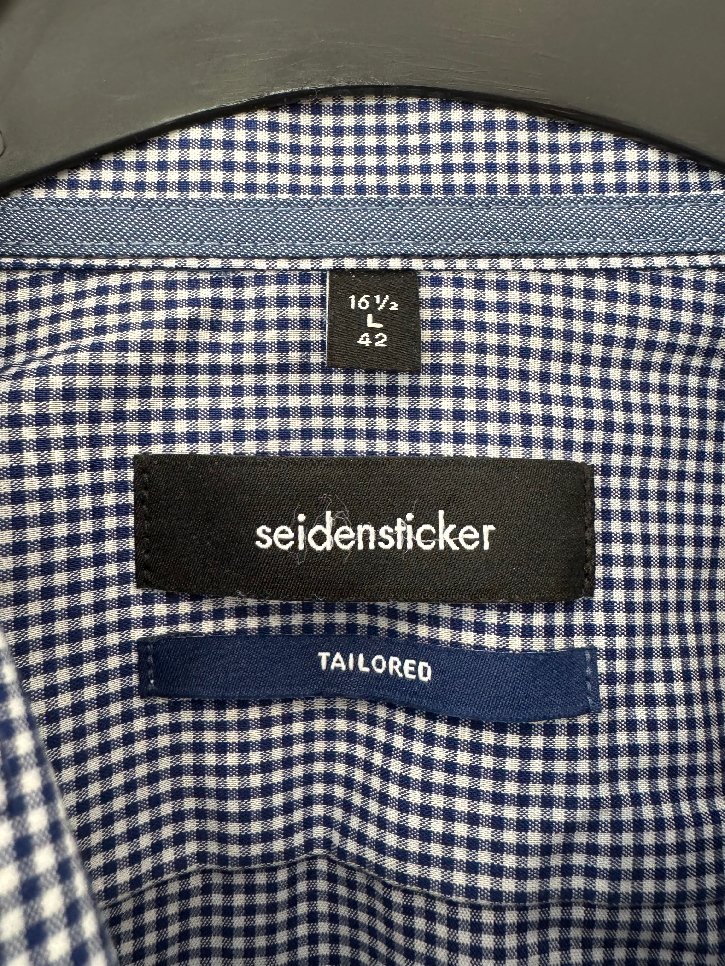 Seidensticker Tailored Shirt – Blue-White Check, Size 42, Very Good Condition