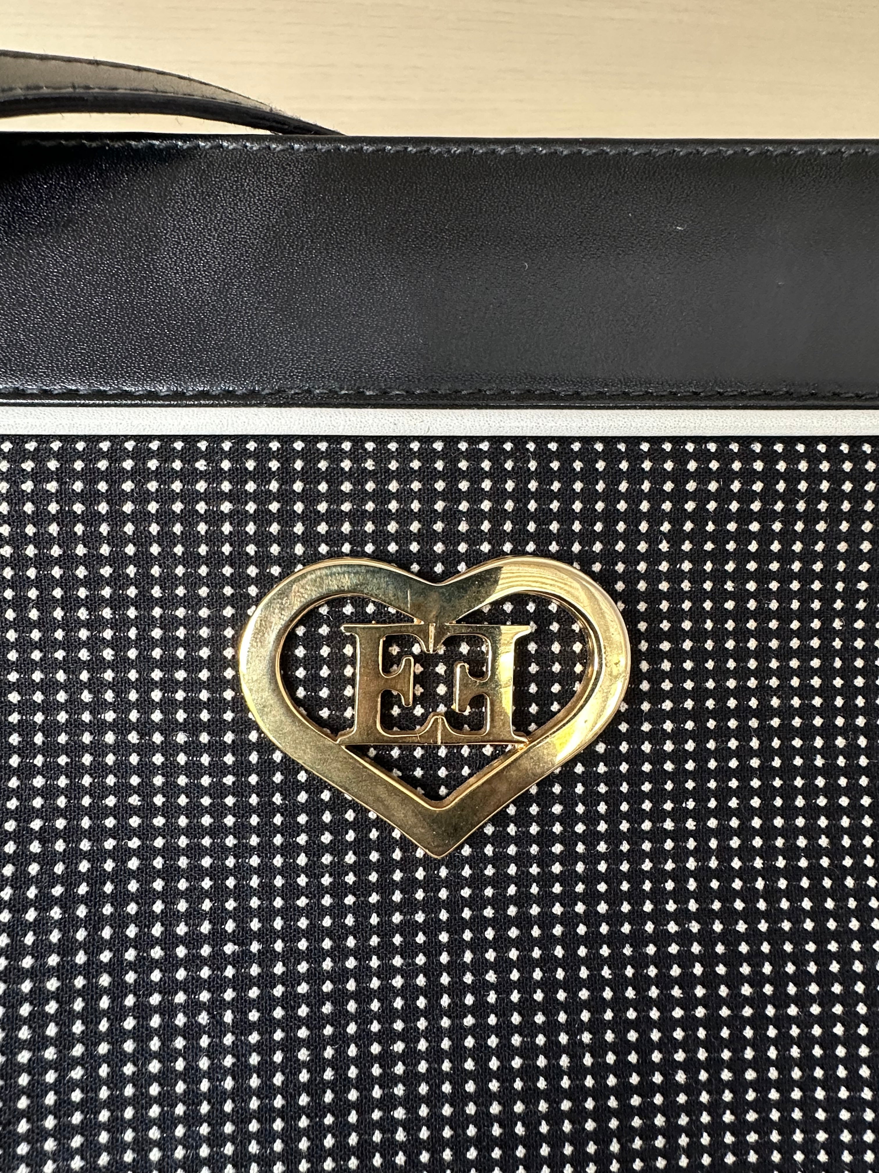 Vintage Escada Patent Heart Shoulder Bag, Medium, Black Leather, Very Good