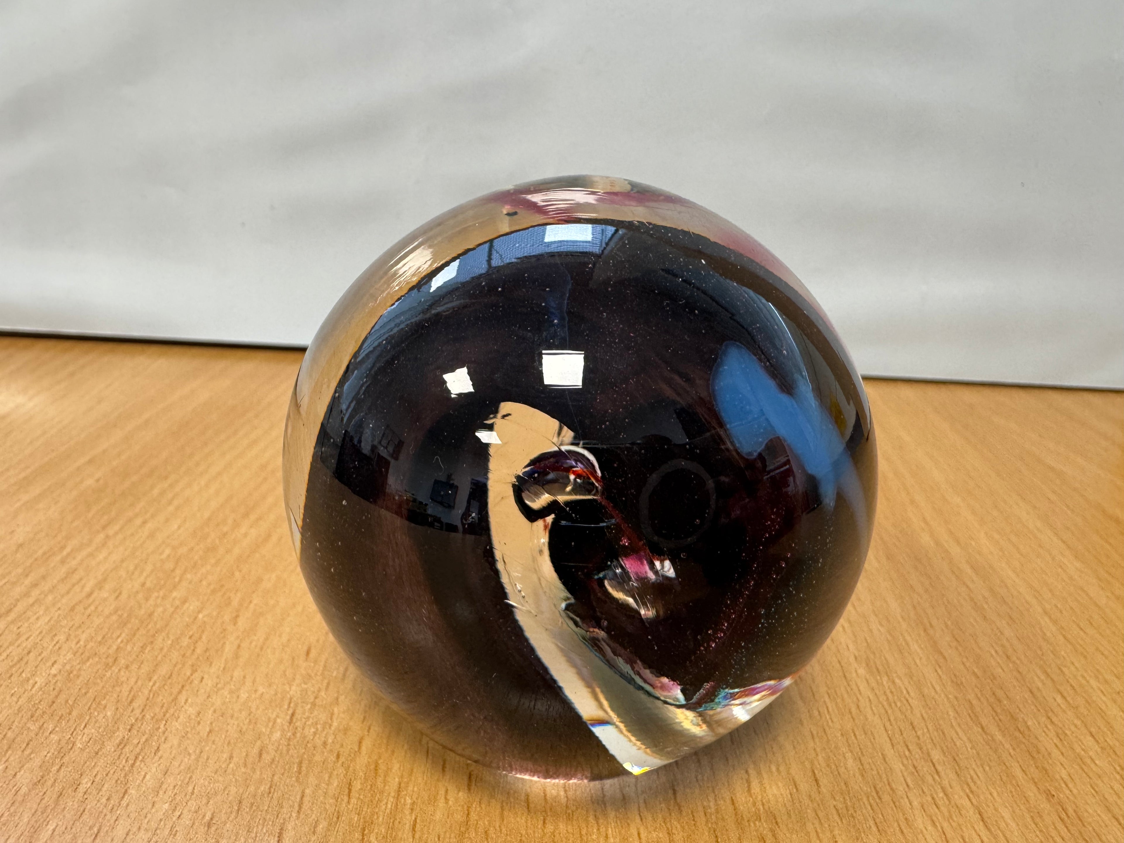 Robert Eckholt Glass Art Paperweight Iridescent Peacock, 7–8cm, Very Good