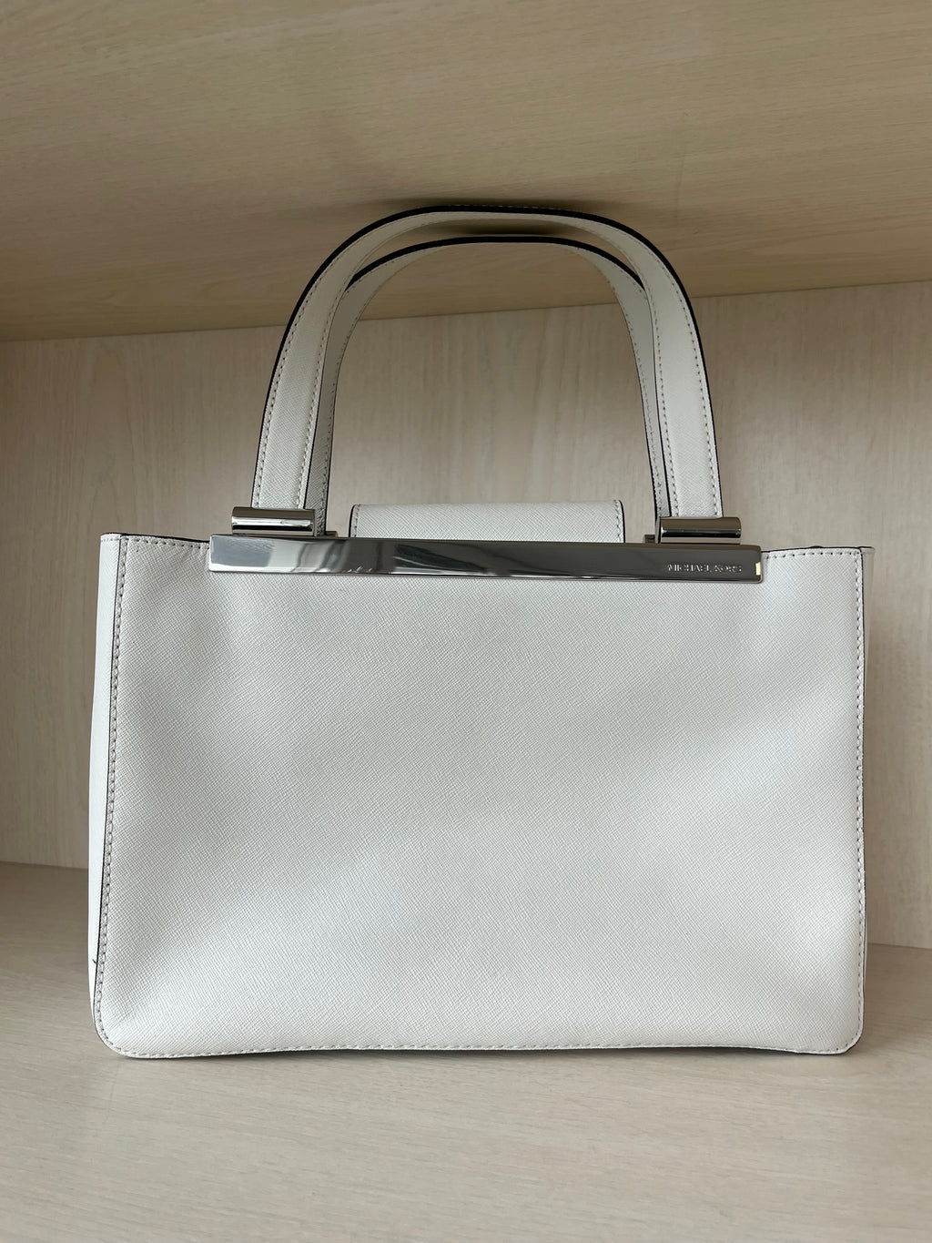 Michael Kors „Tilda“ Saffiano Satchel | Optic White | Silber | Top Zustand