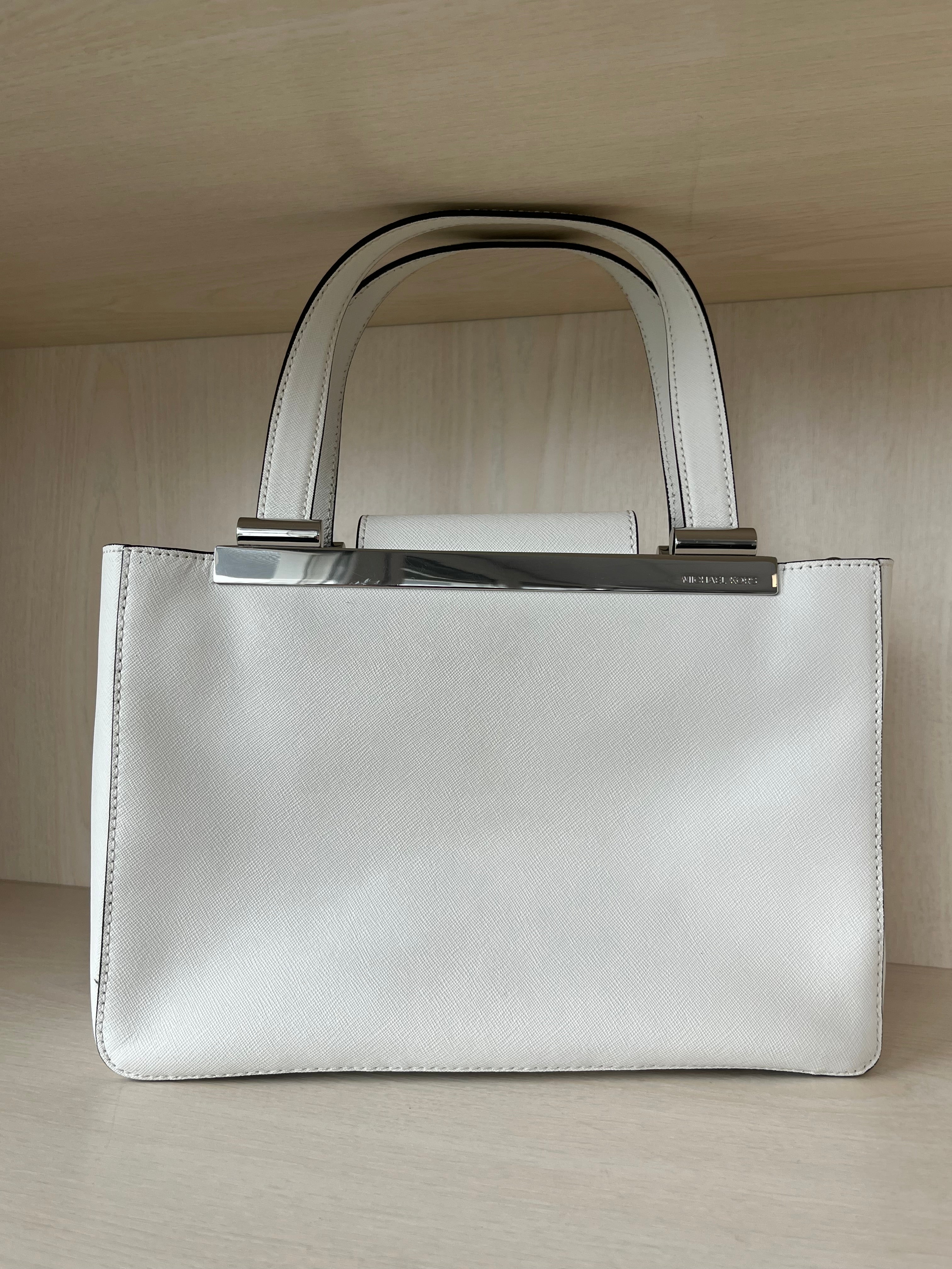 Michael Kors „Tilda“ Saffiano Satchel | Optic White | Silber | Top Zustand
