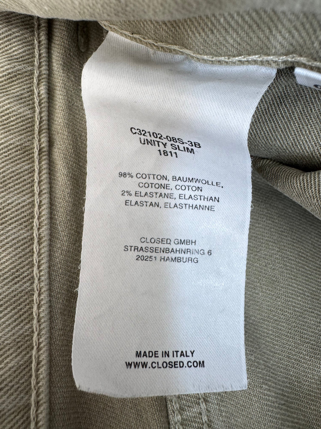 Closed „Unity Slim“ Damen Jeans, Gr. 30, stone beige, gebraucht, Made in Italy