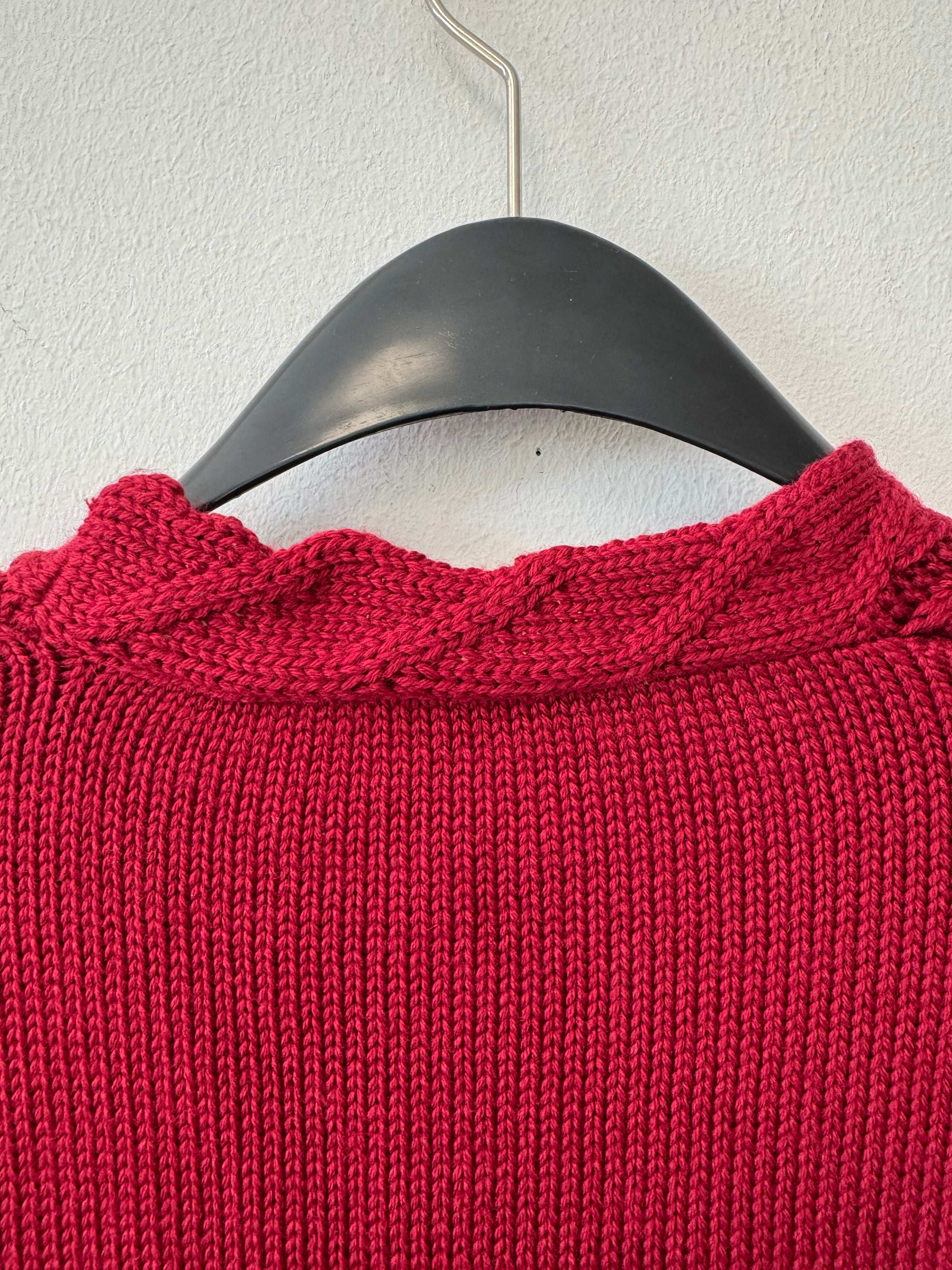 Olsen Women’s V-Neck Sweater | 100% Cotton | Size M | Red | Very Good