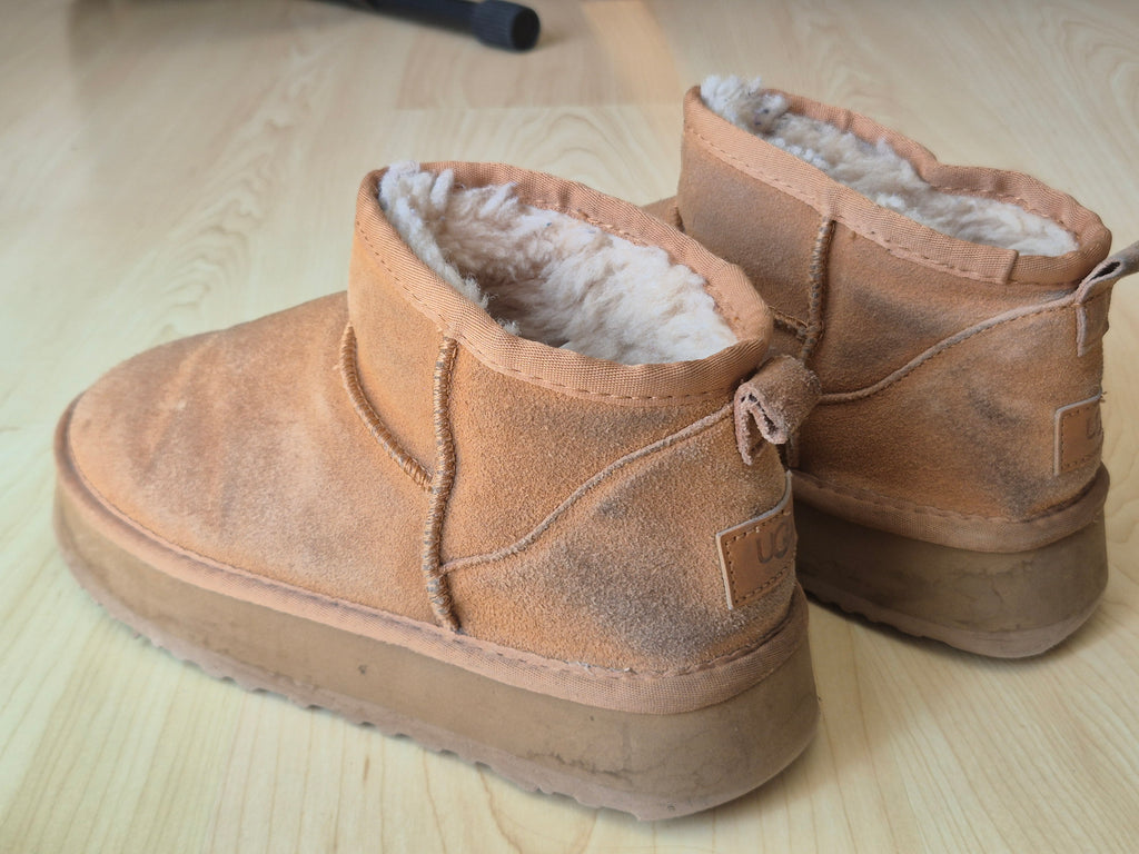 UGG Classic Ultra Mini Boots Chestnut EU 39 Suede Poor Condition