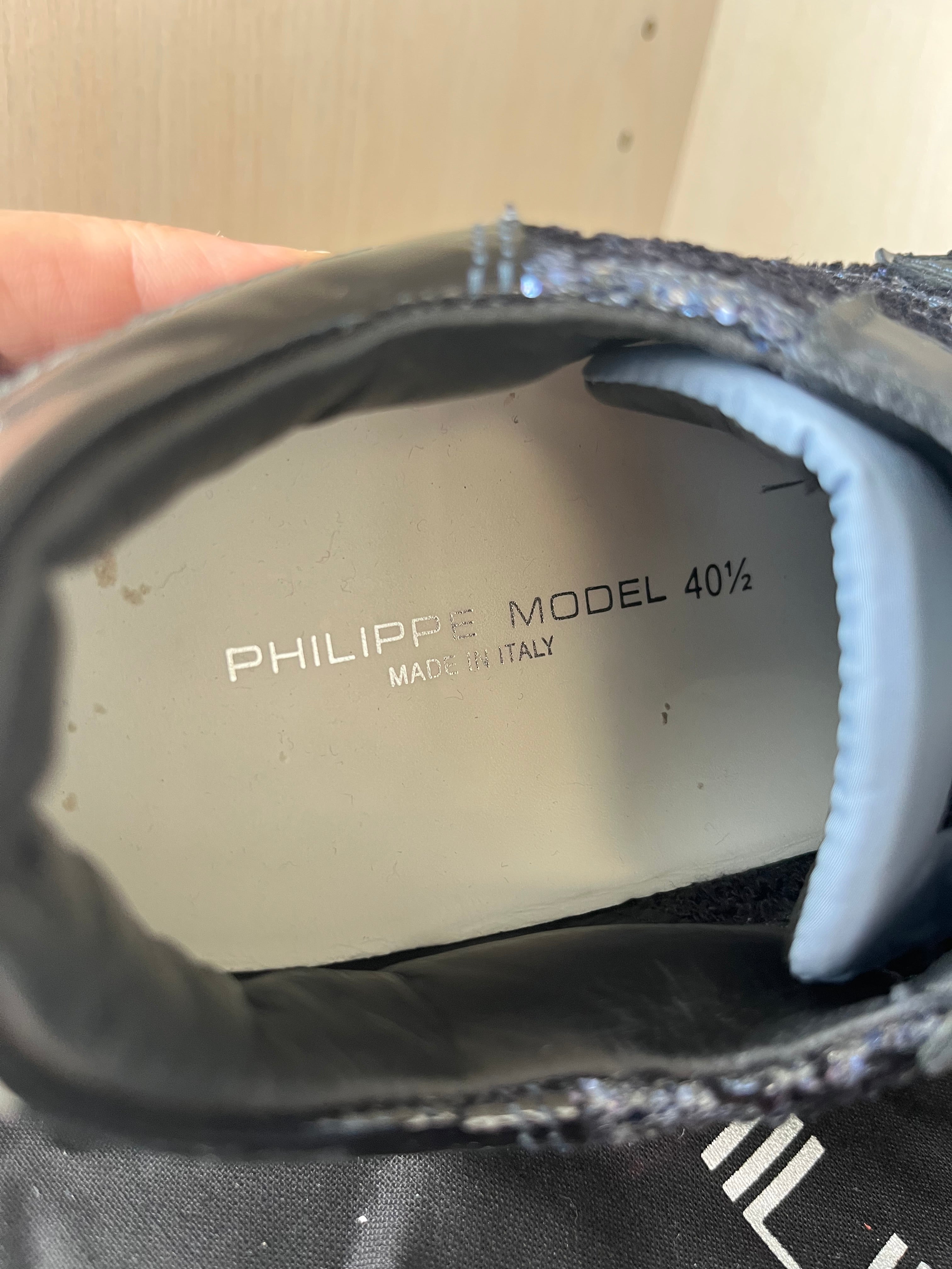 Philippe Model Paris Glitter Sneaker – Black/Silver, EU 40, Very Good Condition