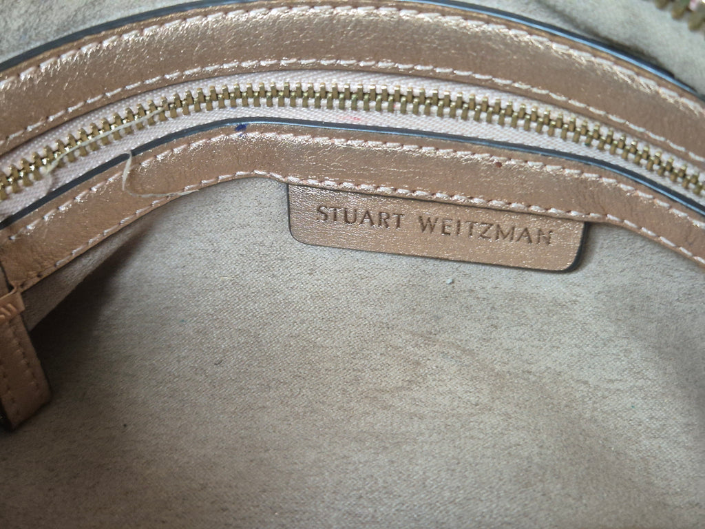 Stuart Weitzman Shoulder/Crossbody Bag, Pink, Leather & Suede, Poor Condition
