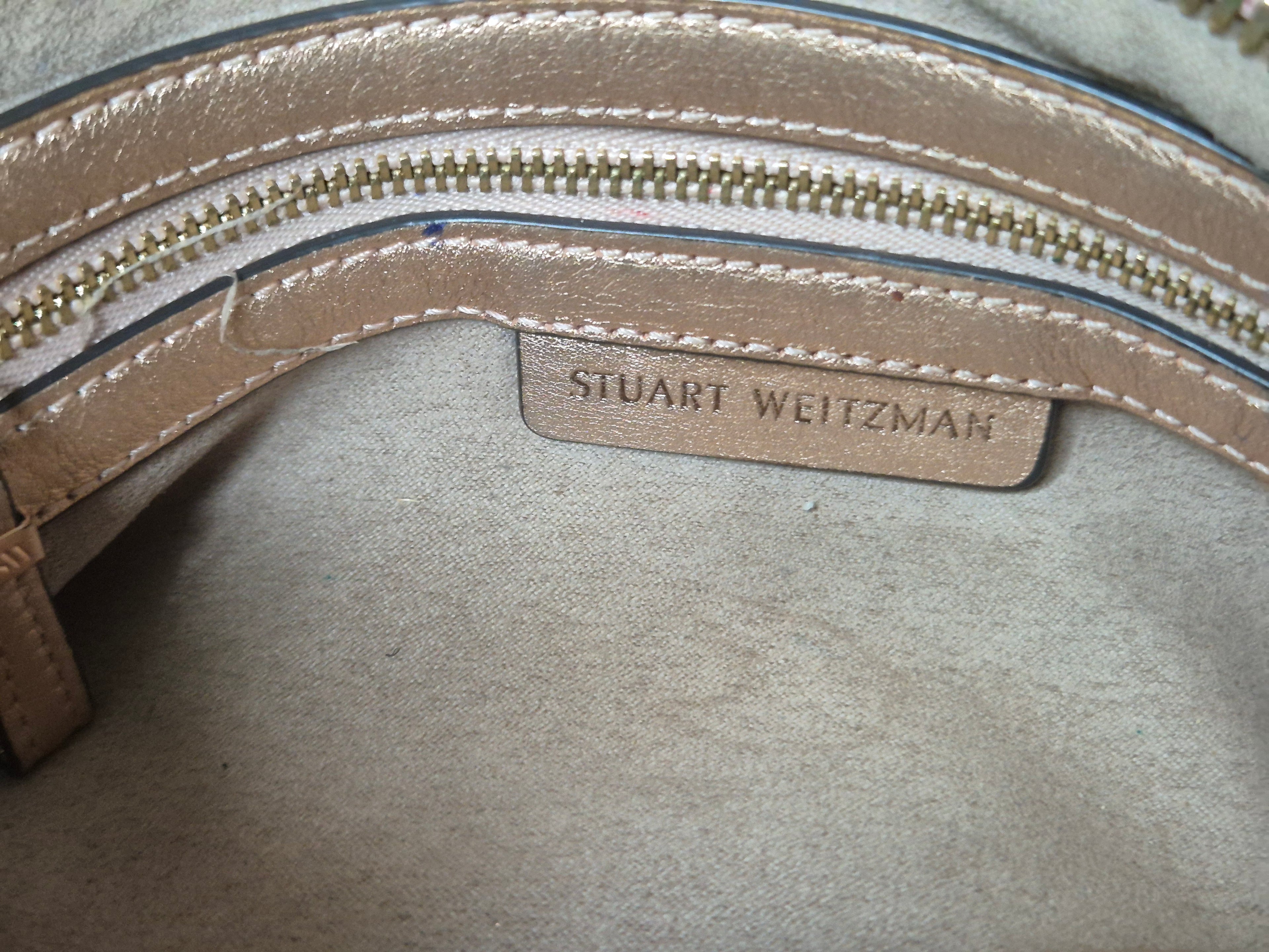 Stuart Weitzman Shoulder/Crossbody Bag, Pink, Leather & Suede, Poor Condition
