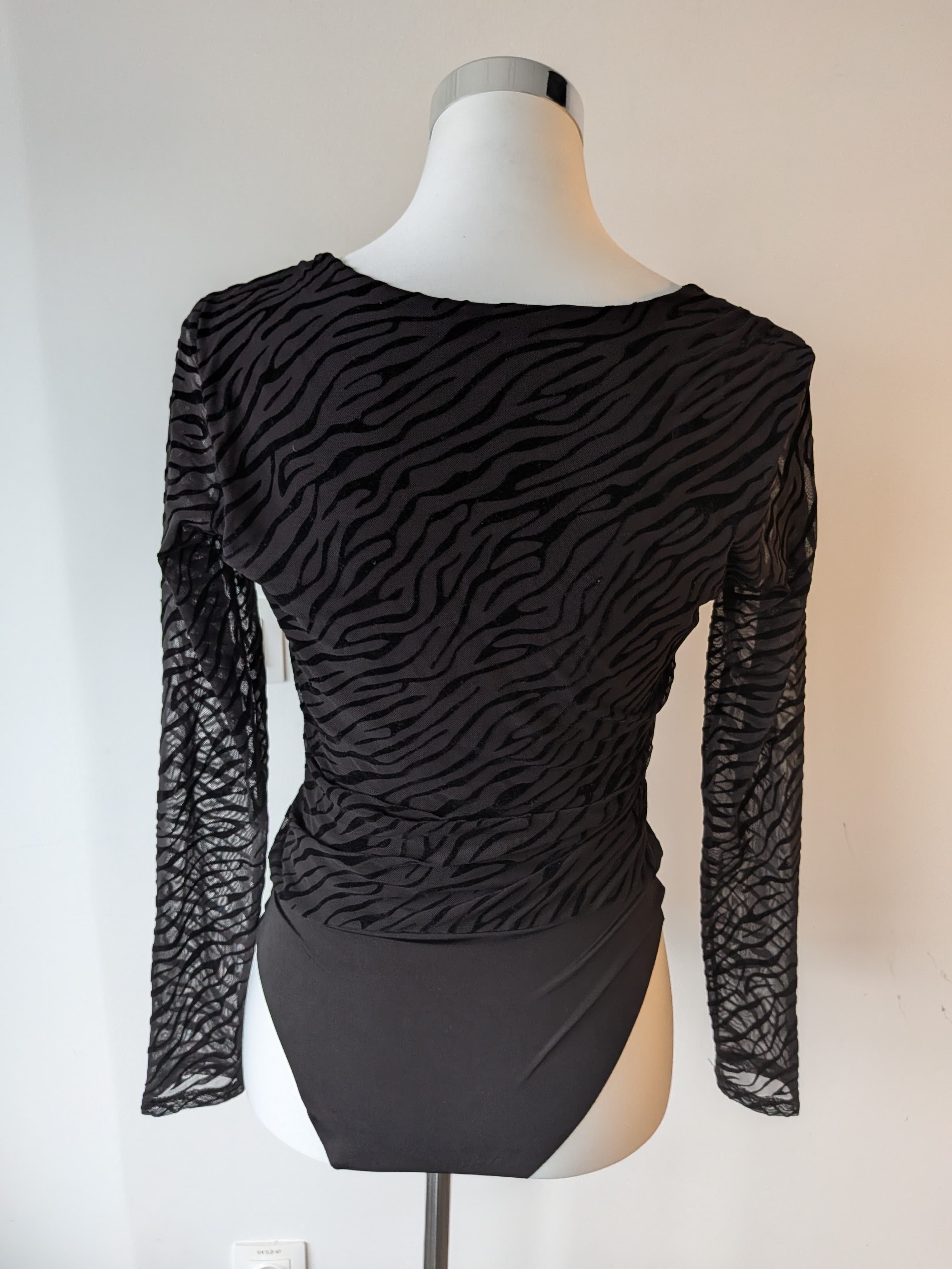 Desigual Zebra Mesh Bodysuit – Black, Size M, Very Good Condition
