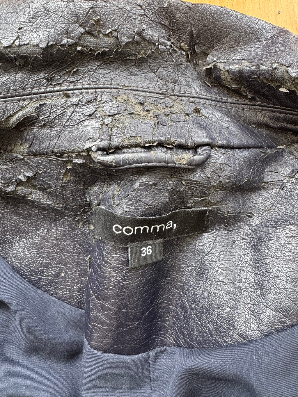 Comma faux-leather moto jacket black EU 36 – poor condition biker style