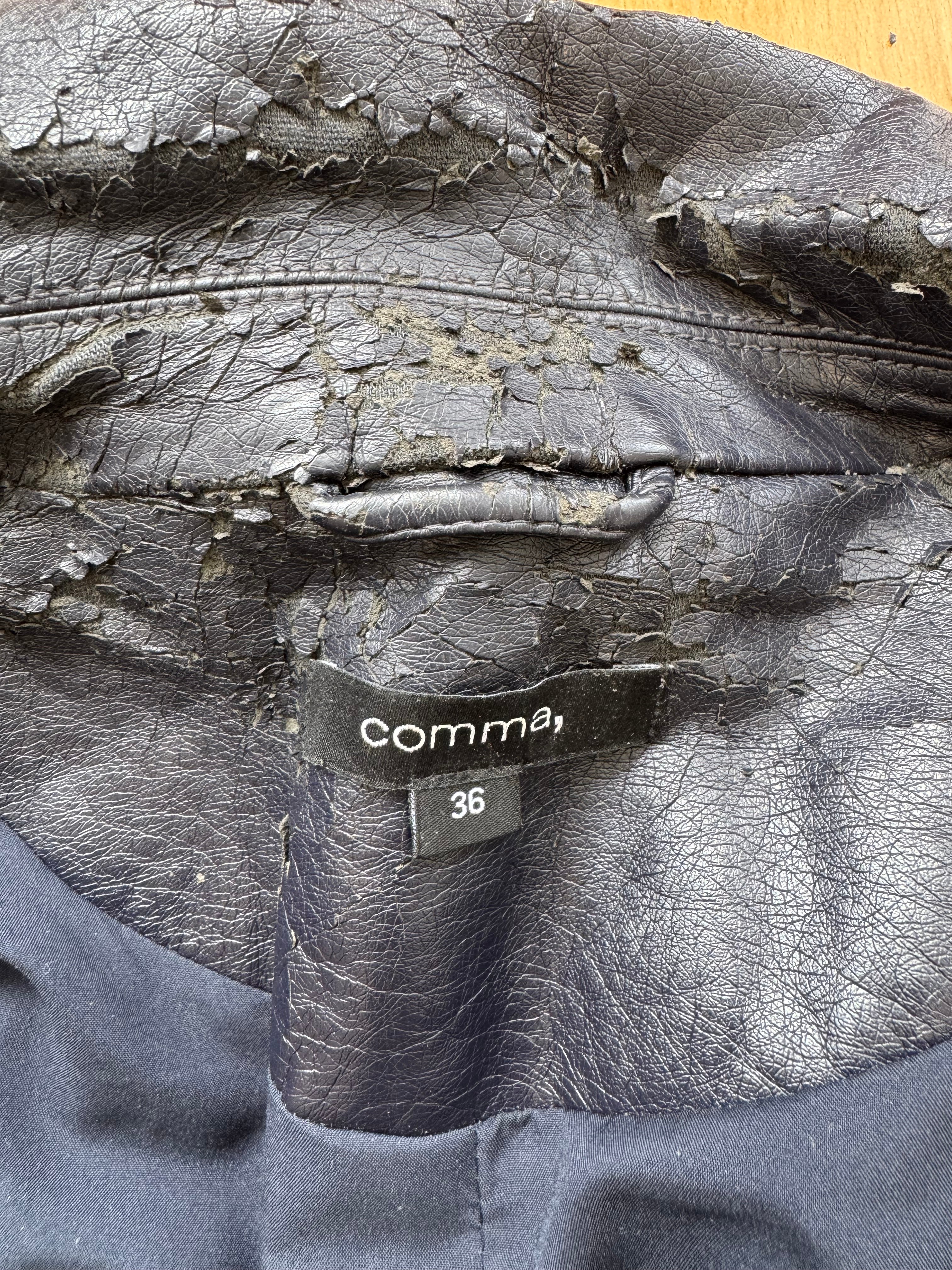 Comma faux-leather moto jacket black EU 36 – poor condition biker style