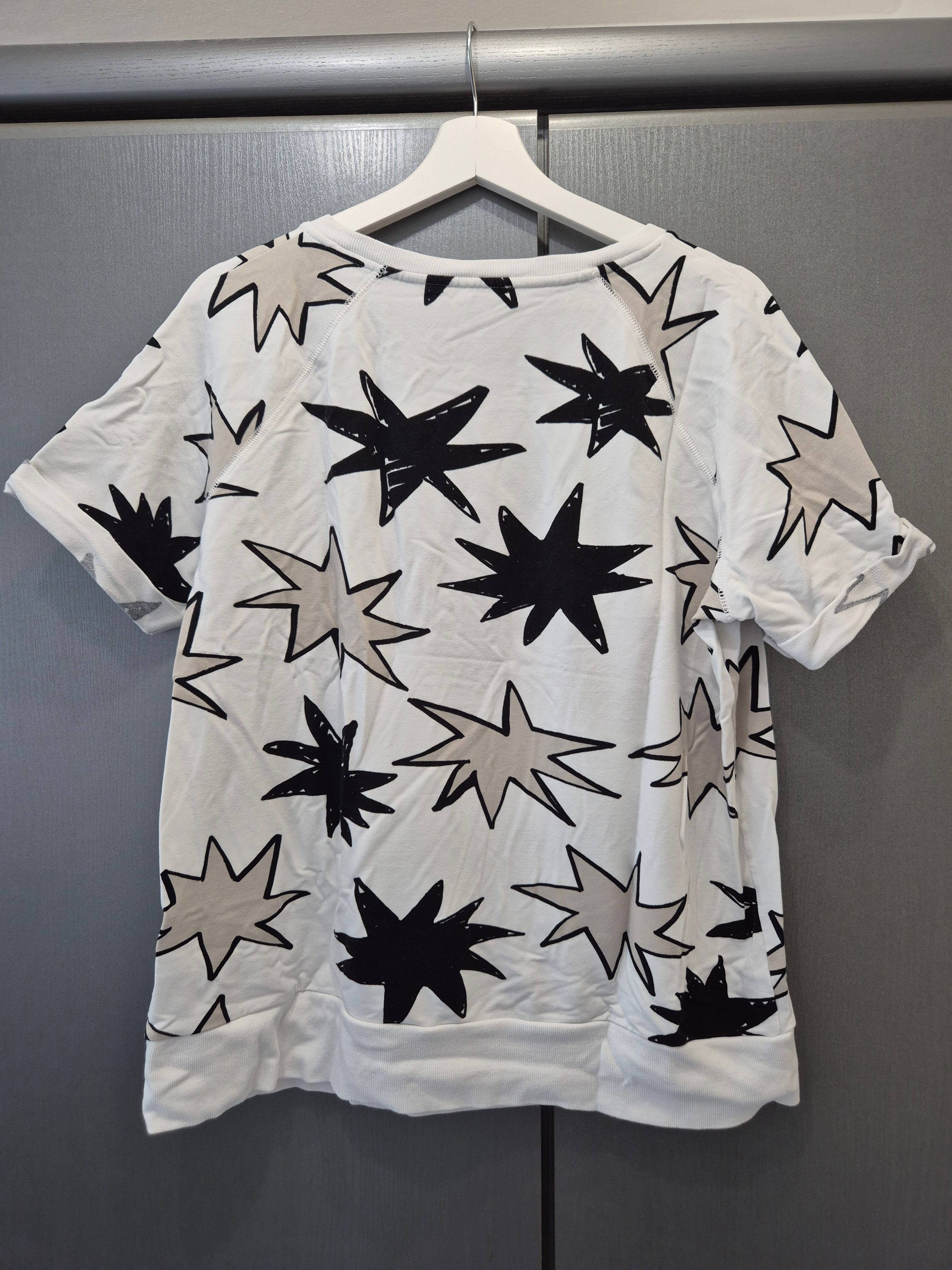 Margittes Star Print Oversize Sweatshirt 44 Weiß/Schwarz, guter Zustand