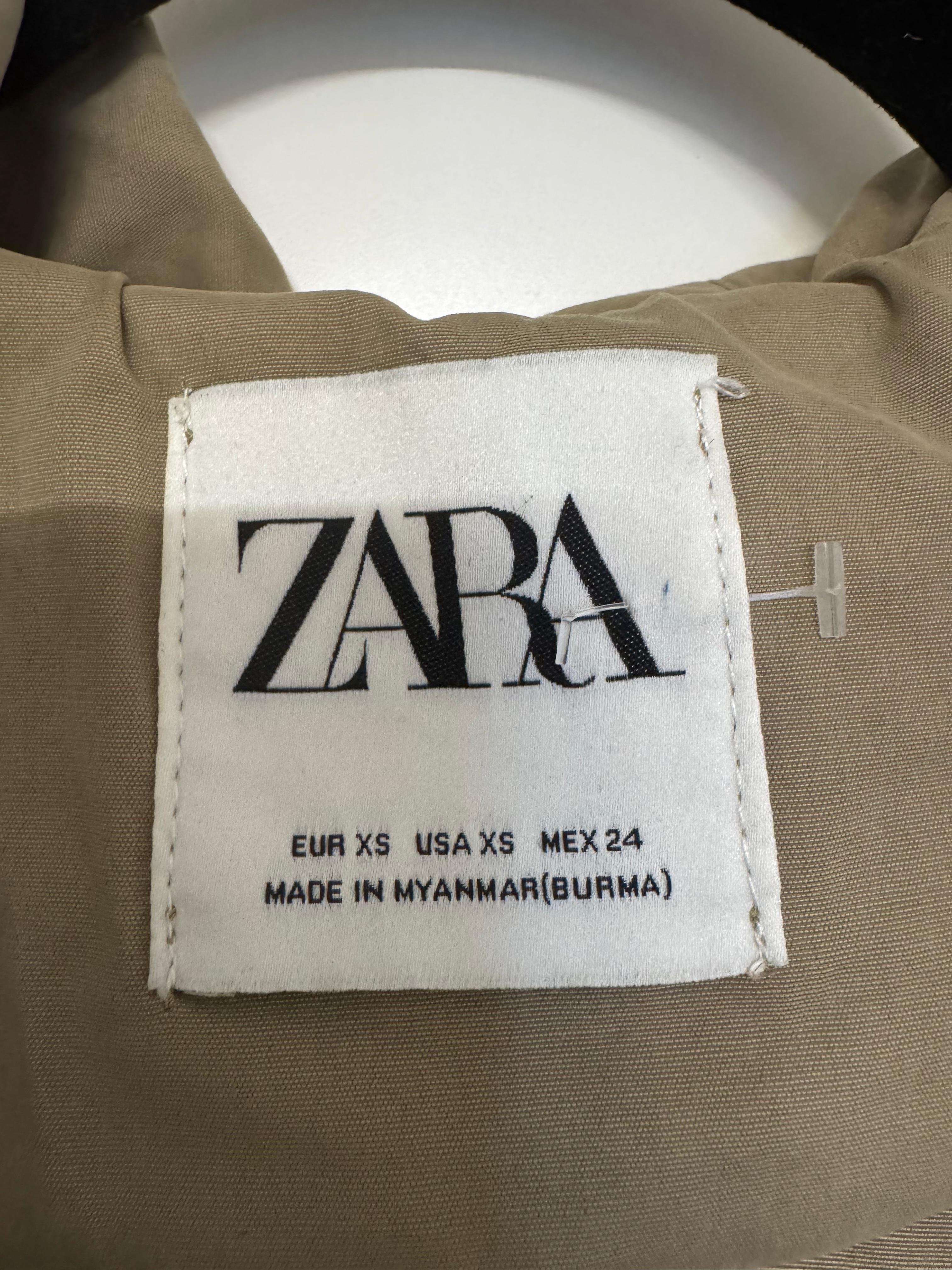 Zara Hooded Jacket – Khaki, XS, Very Good Condition