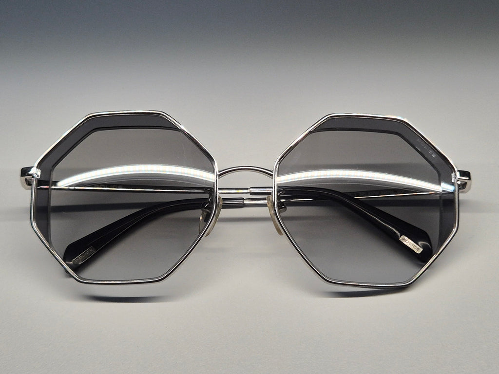 POLICE Octagon Sunglasses, Metal, Silver, Size 53x19 140, Very Good