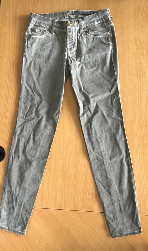 7 For All Mankind Damen Cordhose Grau Skinny mit Reißverschluss Gr. 25, Gut