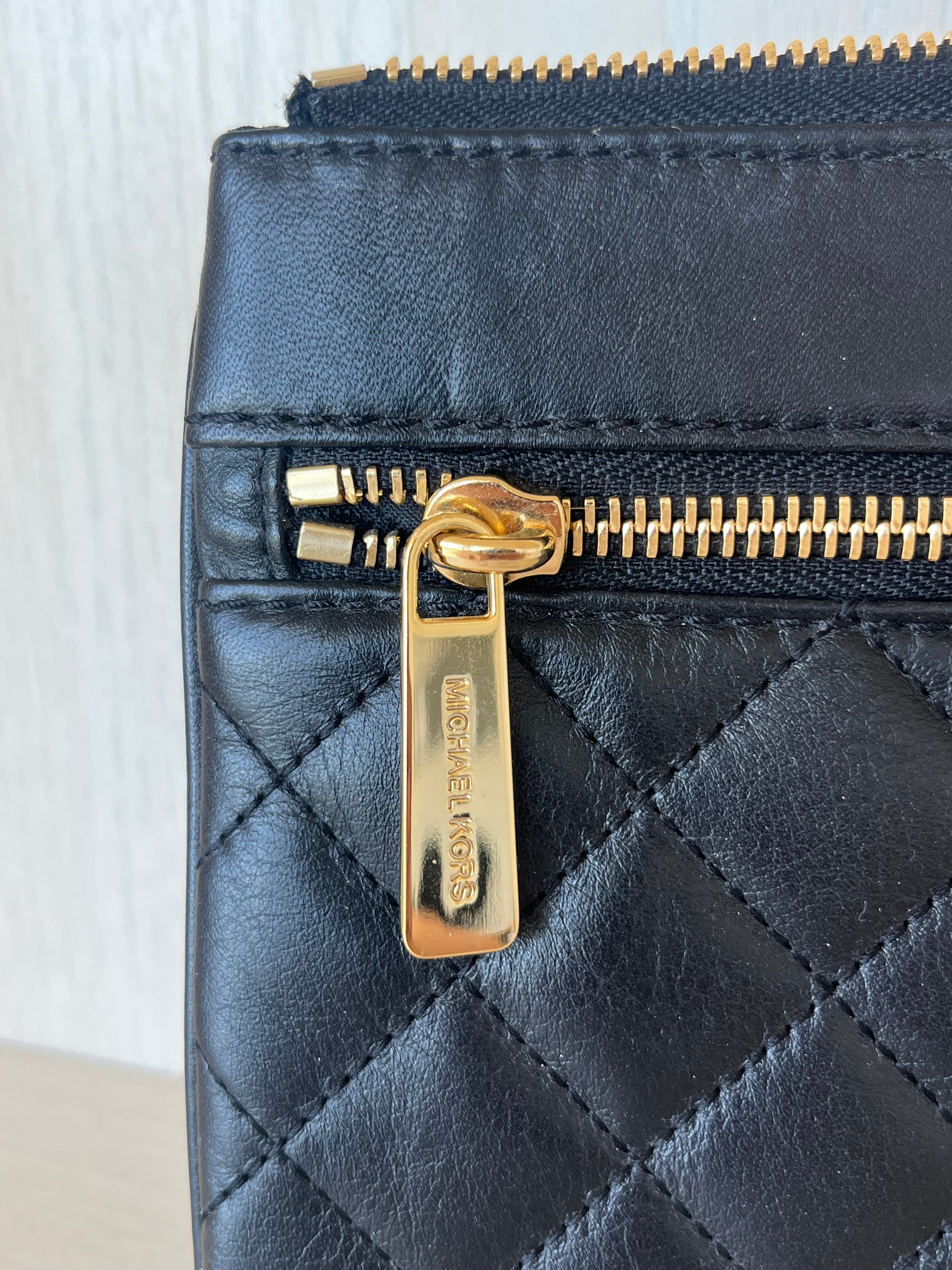 Michael Kors Jet Set Leder Clutch, Schwarz, Medium – Wie Neu