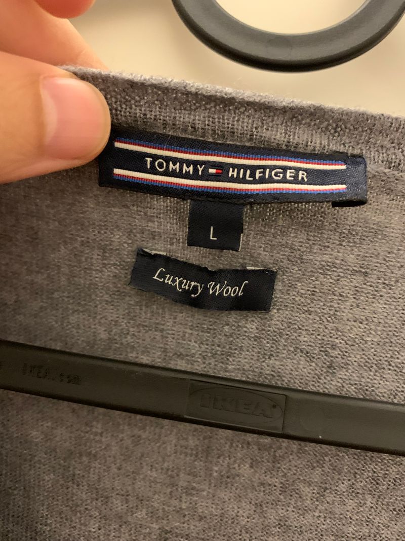 Tommy Hilfiger Luxury Wool Pullover, Größe L, Grau, Guter Zustand