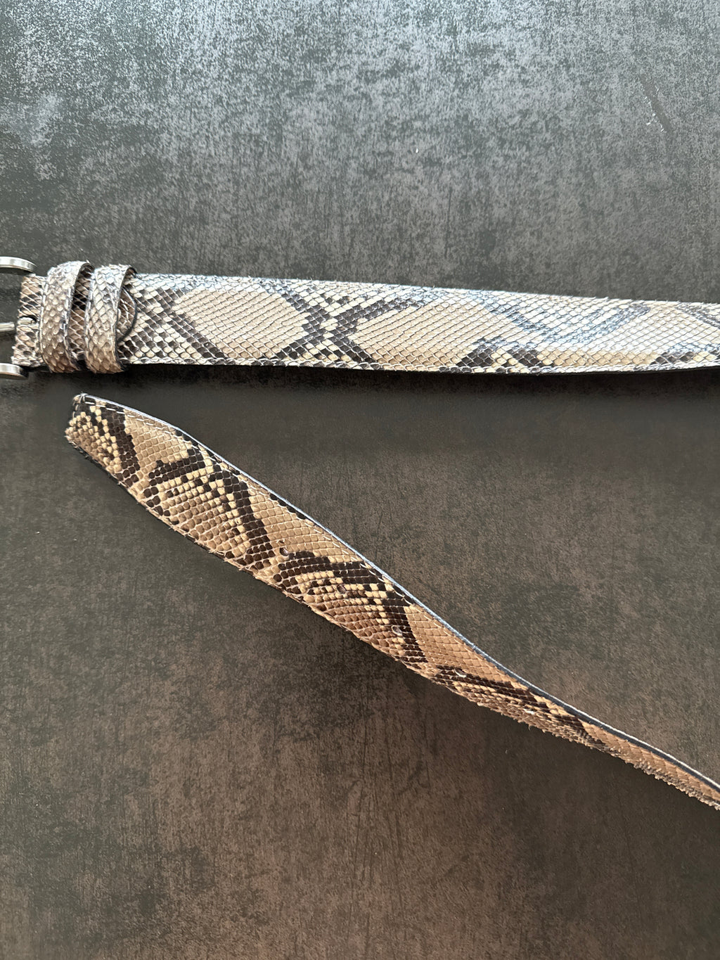 Echter Pythonleder-Gürtel, handgefertigt in Italien, 4 cm, sehr guter Zustand