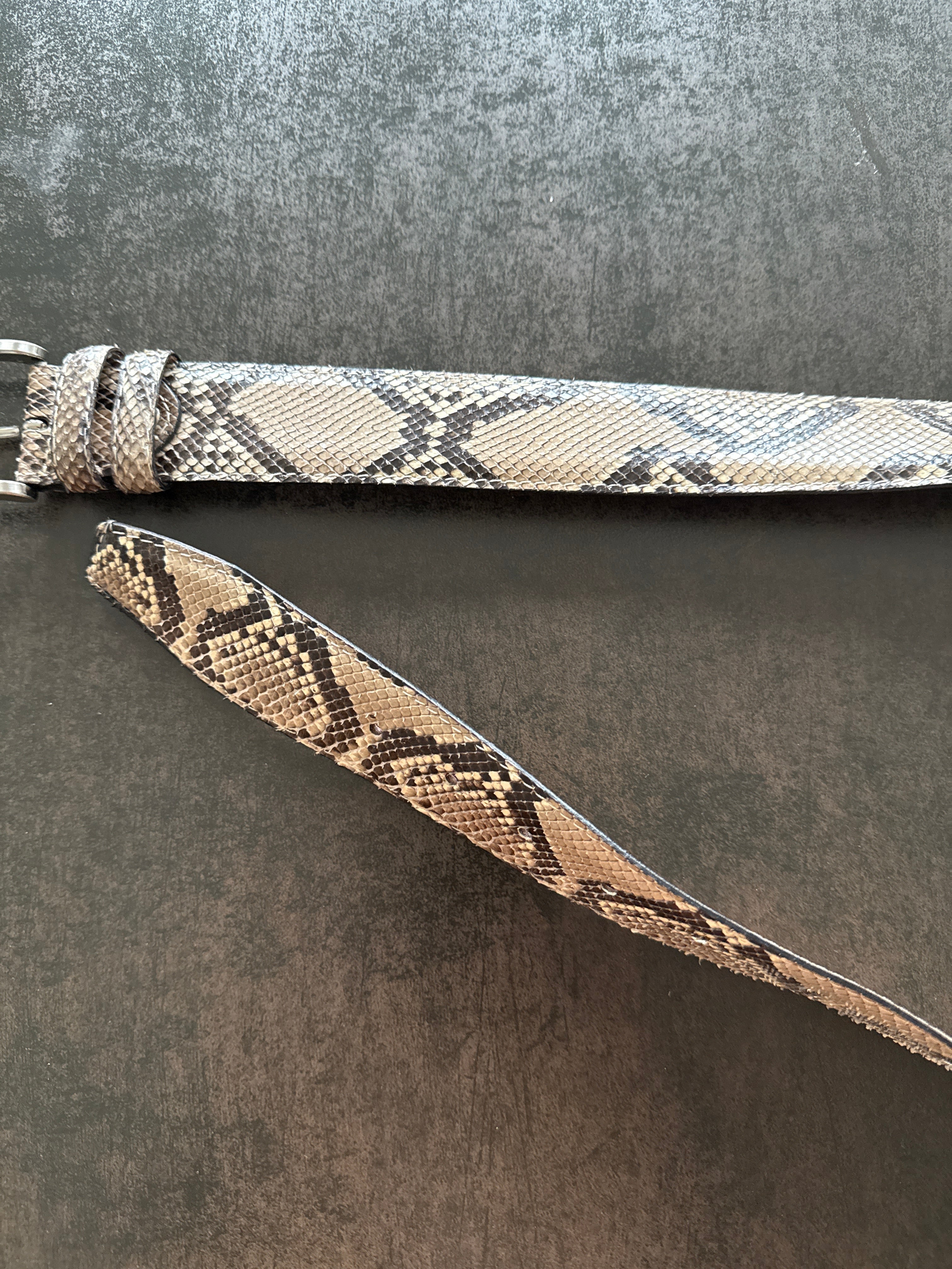 Echter Pythonleder-Gürtel, handgefertigt in Italien, 4 cm, sehr guter Zustand