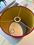 Hot Pink Velvet Drum Lampshade, Gold Interior, Ø35cm, Good Condition