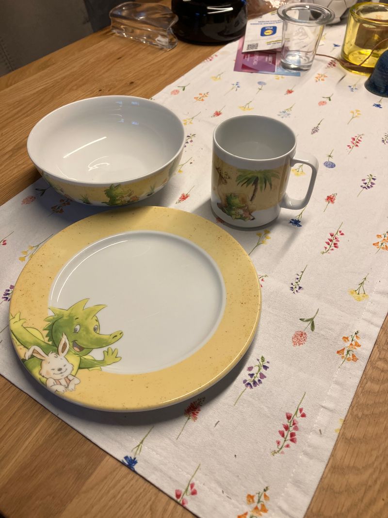 Thomas Porzellan Tabaluga 3-tlg. Kinder Frühstücksset Mehrfarbig, guter Zustand