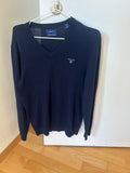 GANT Herrenpullover S – Extra Fine Lambswool, Navy, V-Ausschnitt, Gut