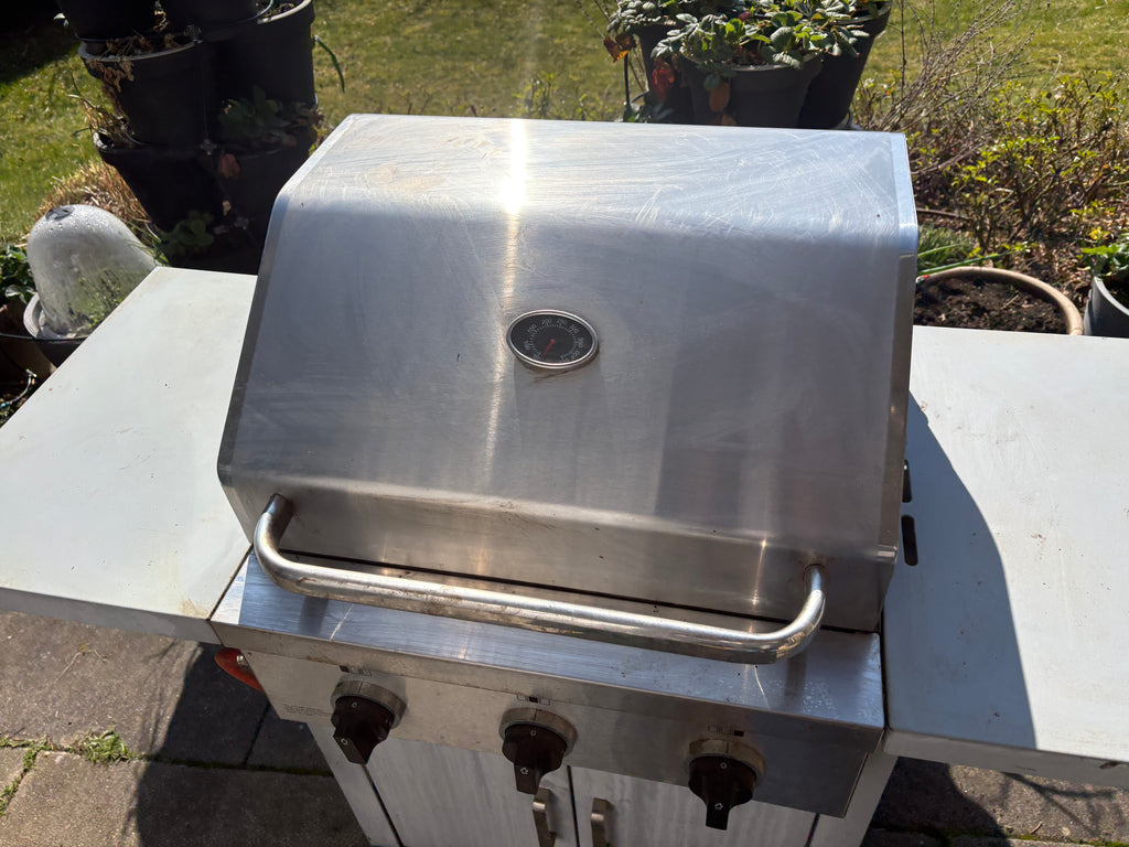 toom 3-Brenner Gasgrillküche – Edelstahl, Silber, Medium, Sehr guter Zustand