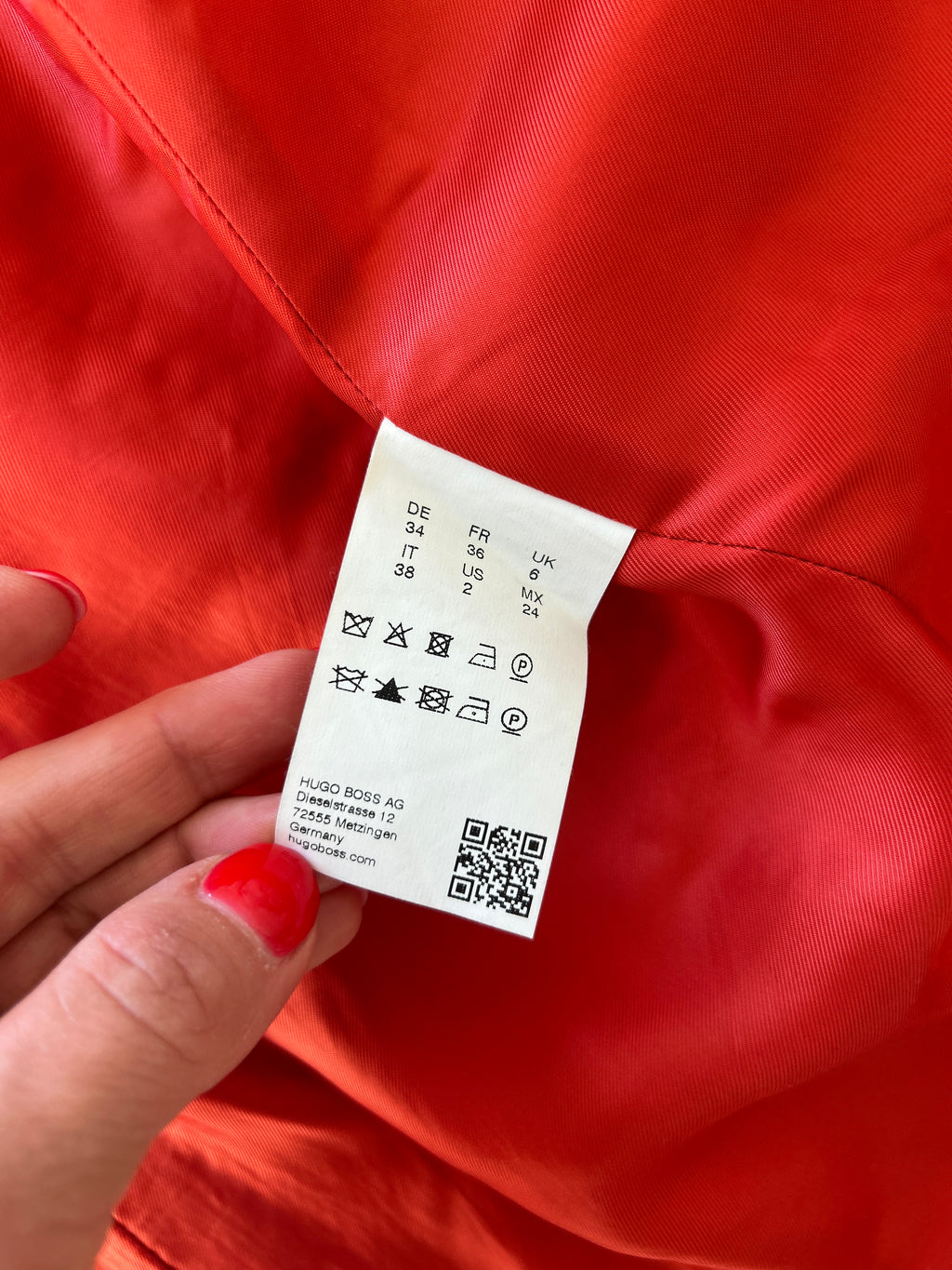HUGO BOSS „Cubali“ Mantel | Rot | Gr. 34 | Wollmix | Wie Neu