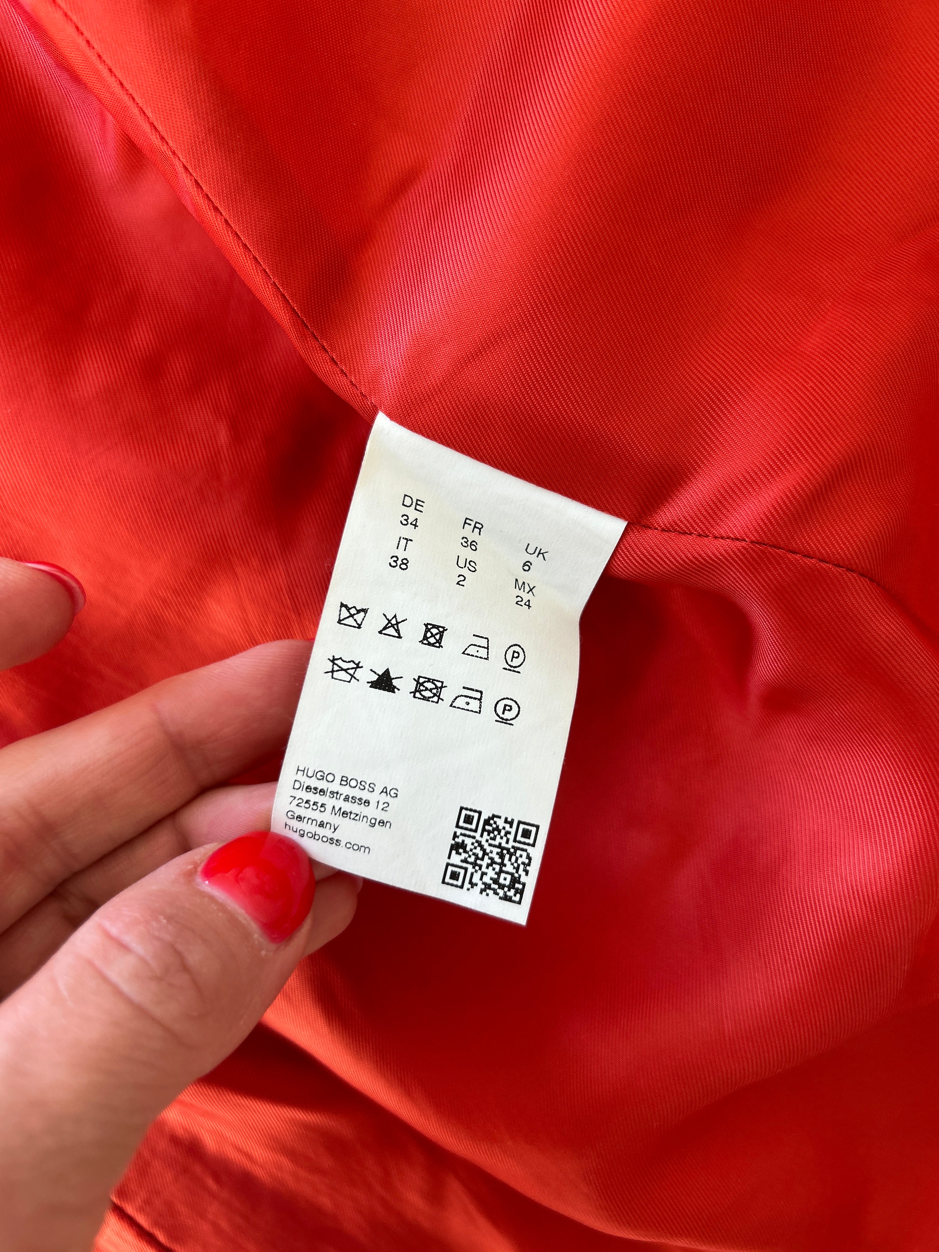 HUGO BOSS „Cubali“ Mantel | Rot | Gr. 34 | Wollmix | Wie Neu